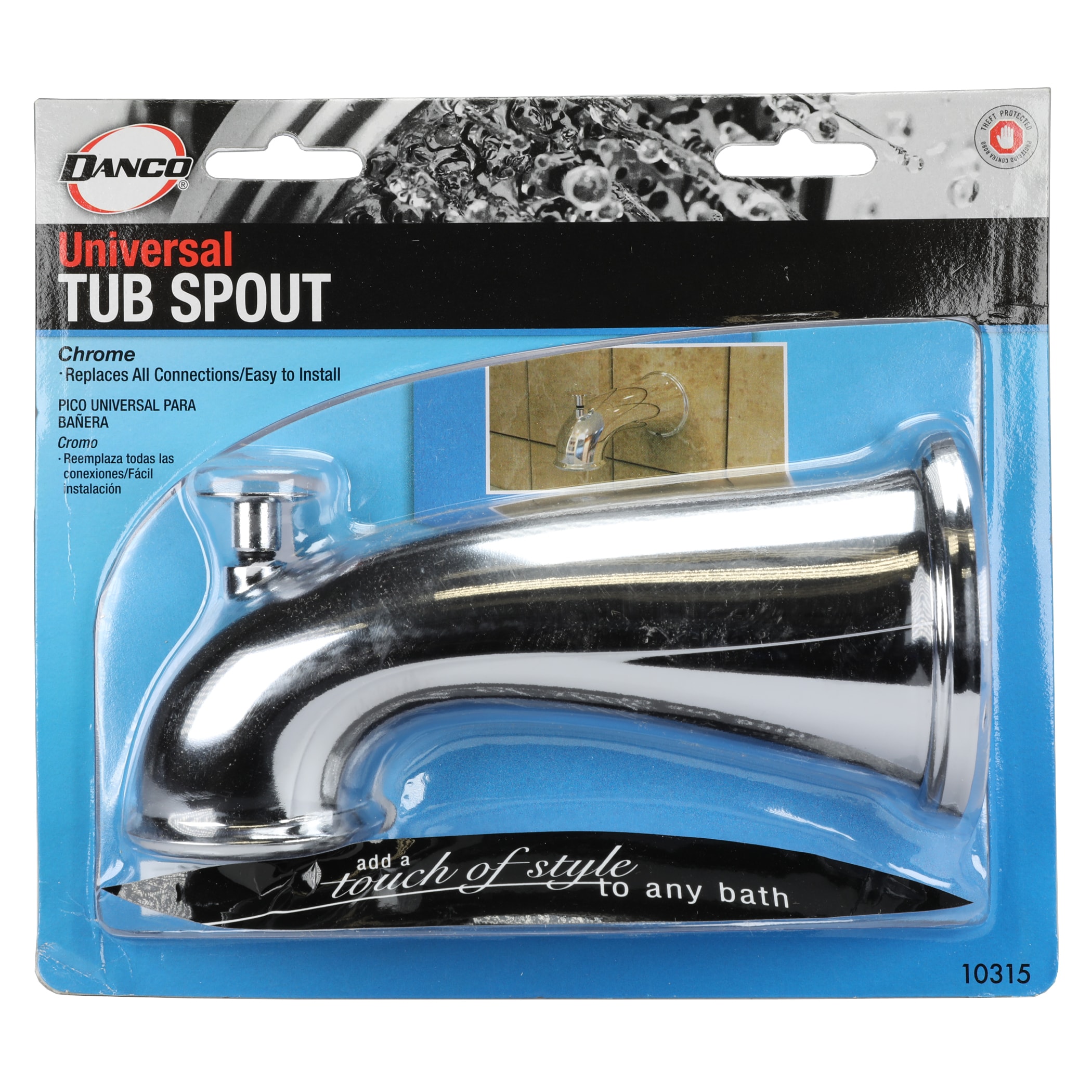 Danco Chrome Universal Fit Bathtub Spout With Diverter In The Bathtub ...