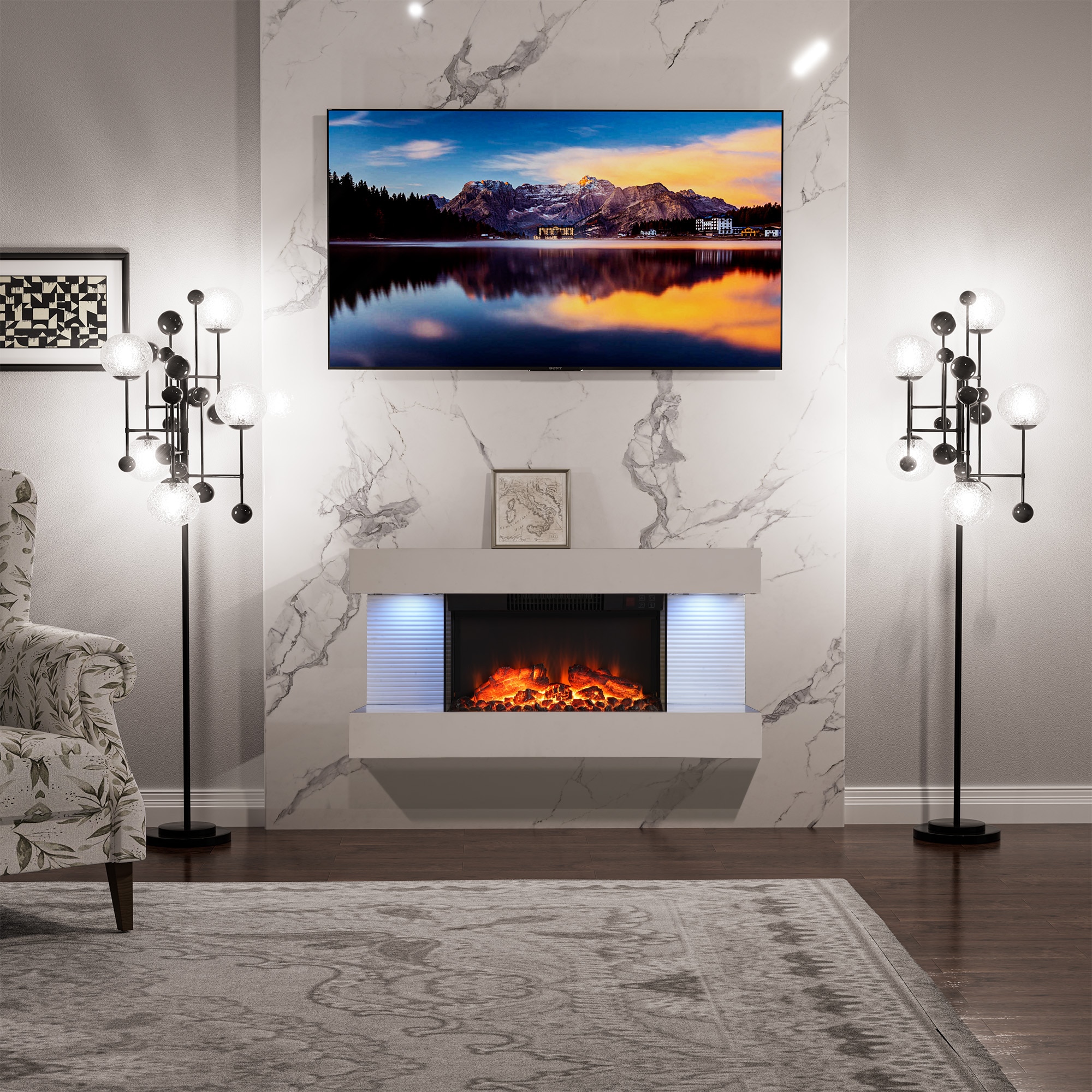 Clihome CL-TV01-WH Electric-Fireplaces - View #4
