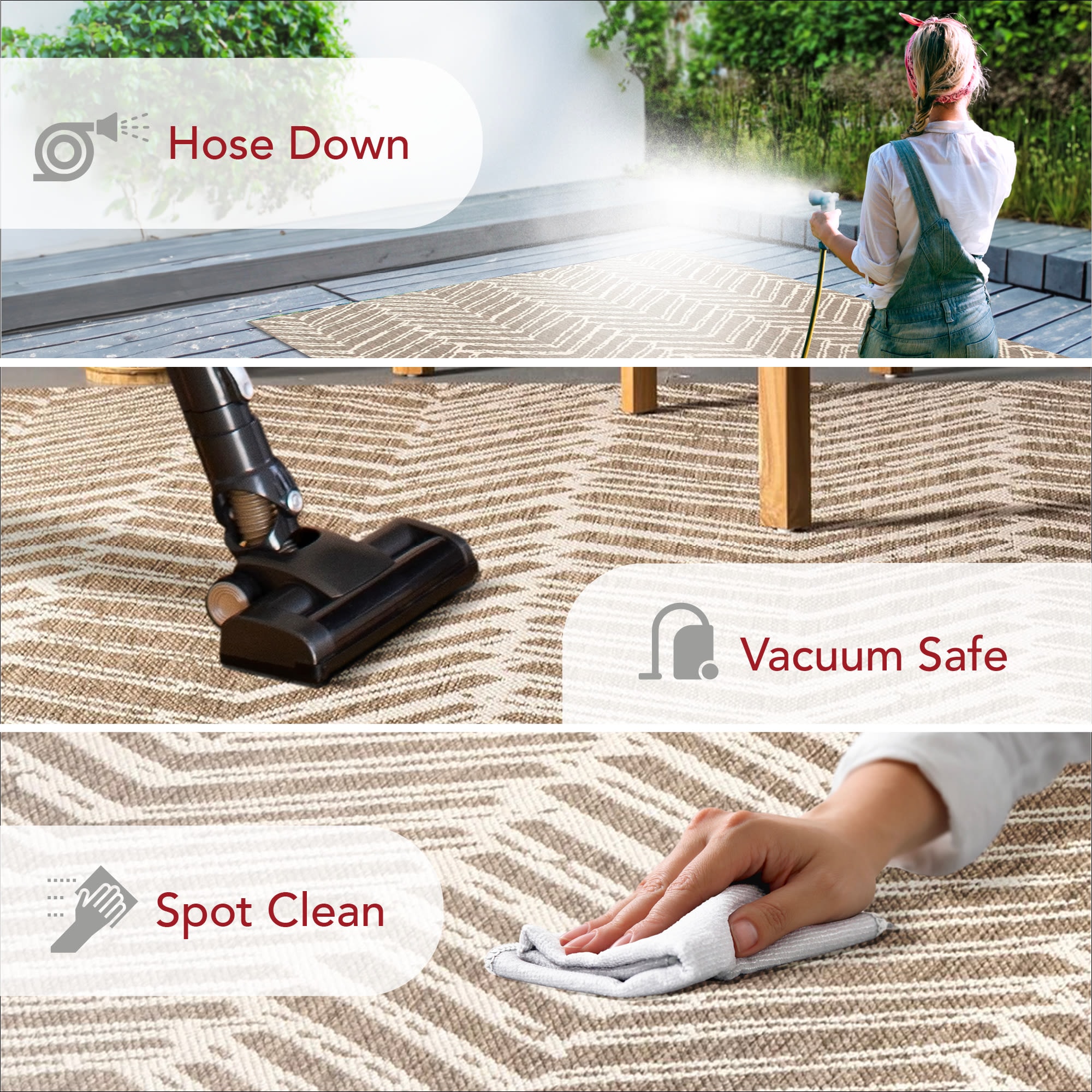 Macklin Brown Herringbone Synthetic Indoor/Outdoor Area Rug