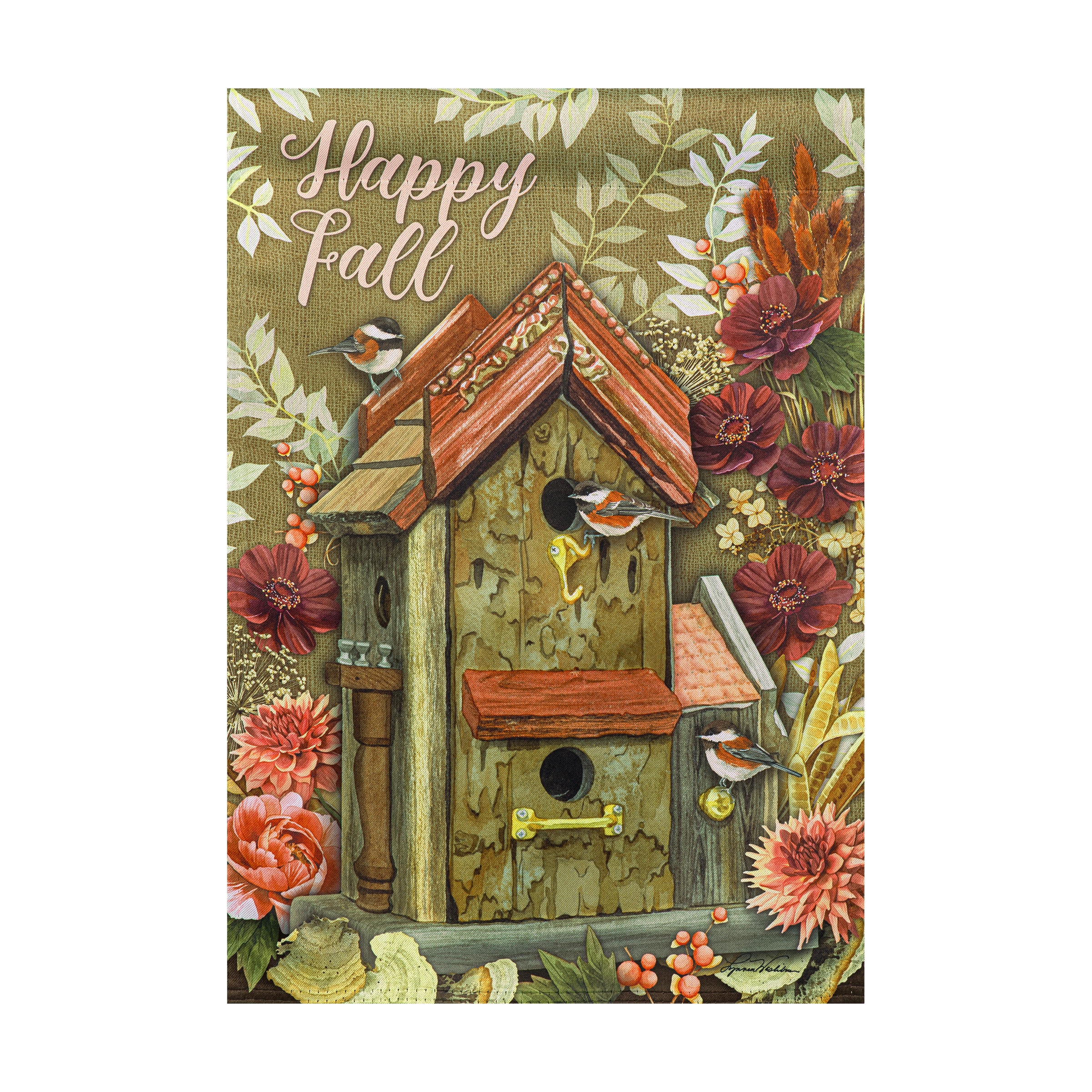 Style Selections ZLW14S14739 1.25-ft W x 3.33-ft H Fall Embroidered Garden flag