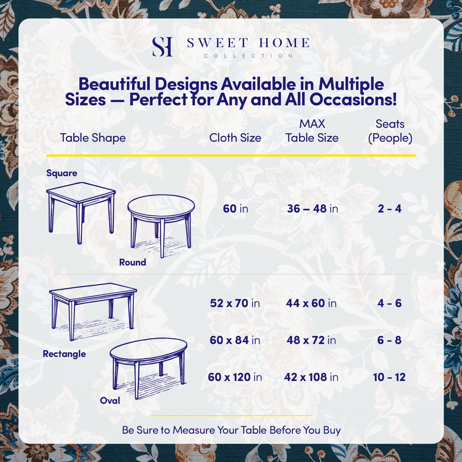 Sweet Home Collection LOW-TC-JAC-60R Table-Covers - View #2