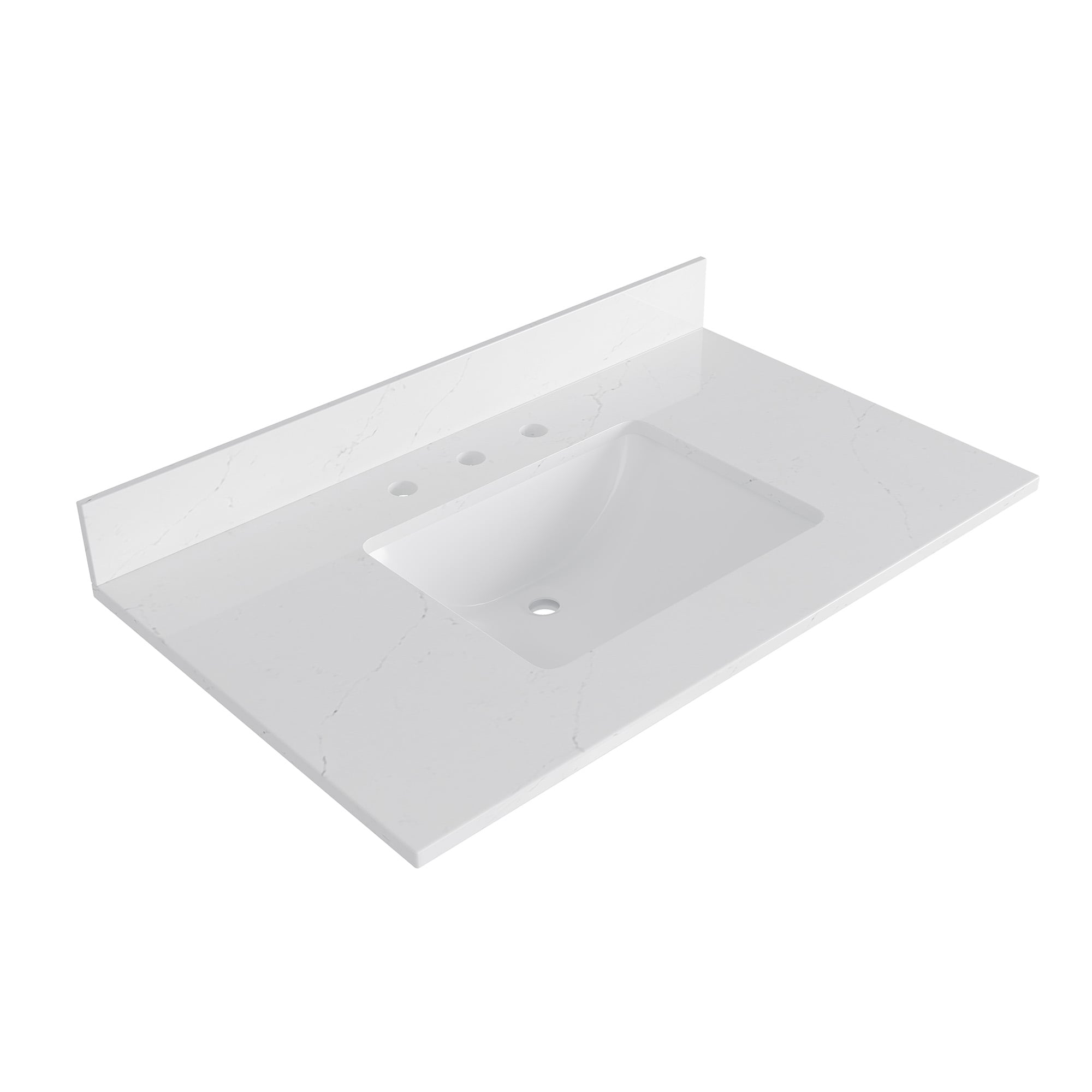 Bianco Bella 37" White Quartz Undermount Single Sink Vanity Top