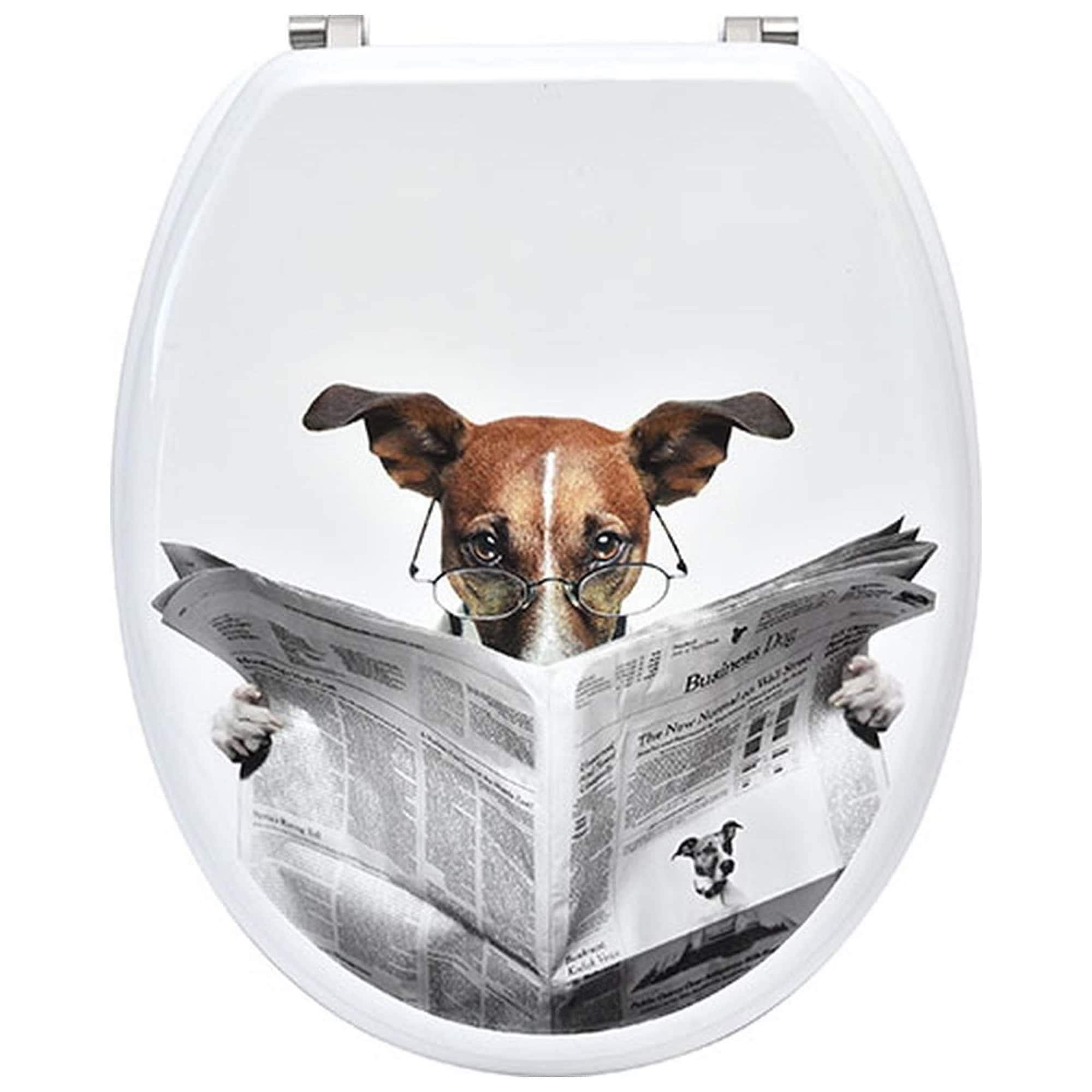 EVIDECO FRENCH HOME GOODS 17.5-in Elongated Toilet Seat Dog Jack Russell