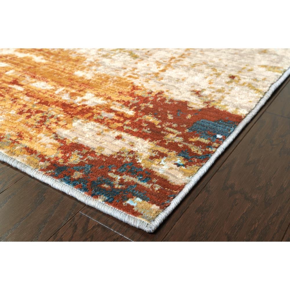 Sedona Midnight Teal & Saffron Oriental Area Rug, 7'10" x 10'10"