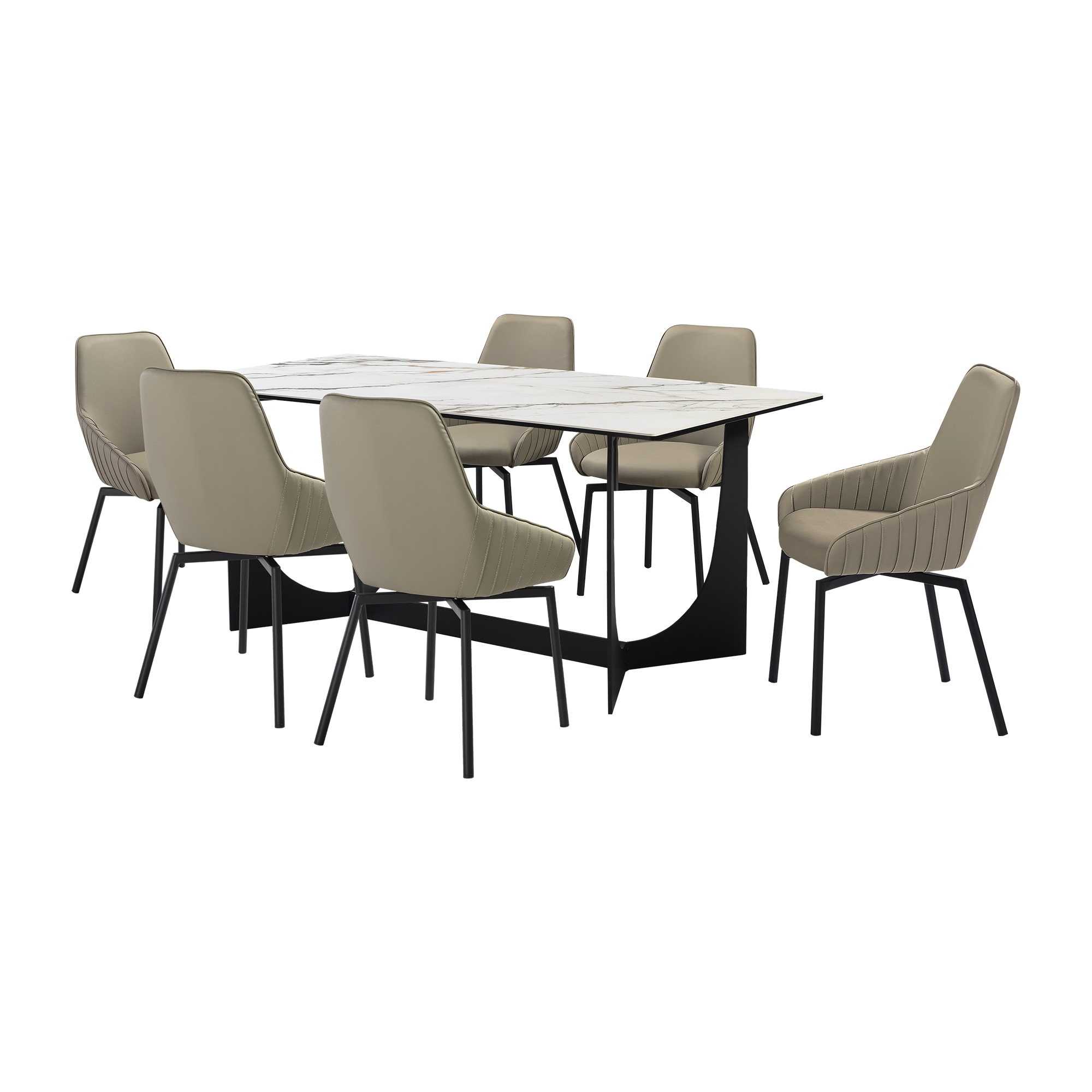 Armen Living SETESSH7TG Black Contemporary/Modern Dining Room Set with Rectangular Table ( Seats 6 )