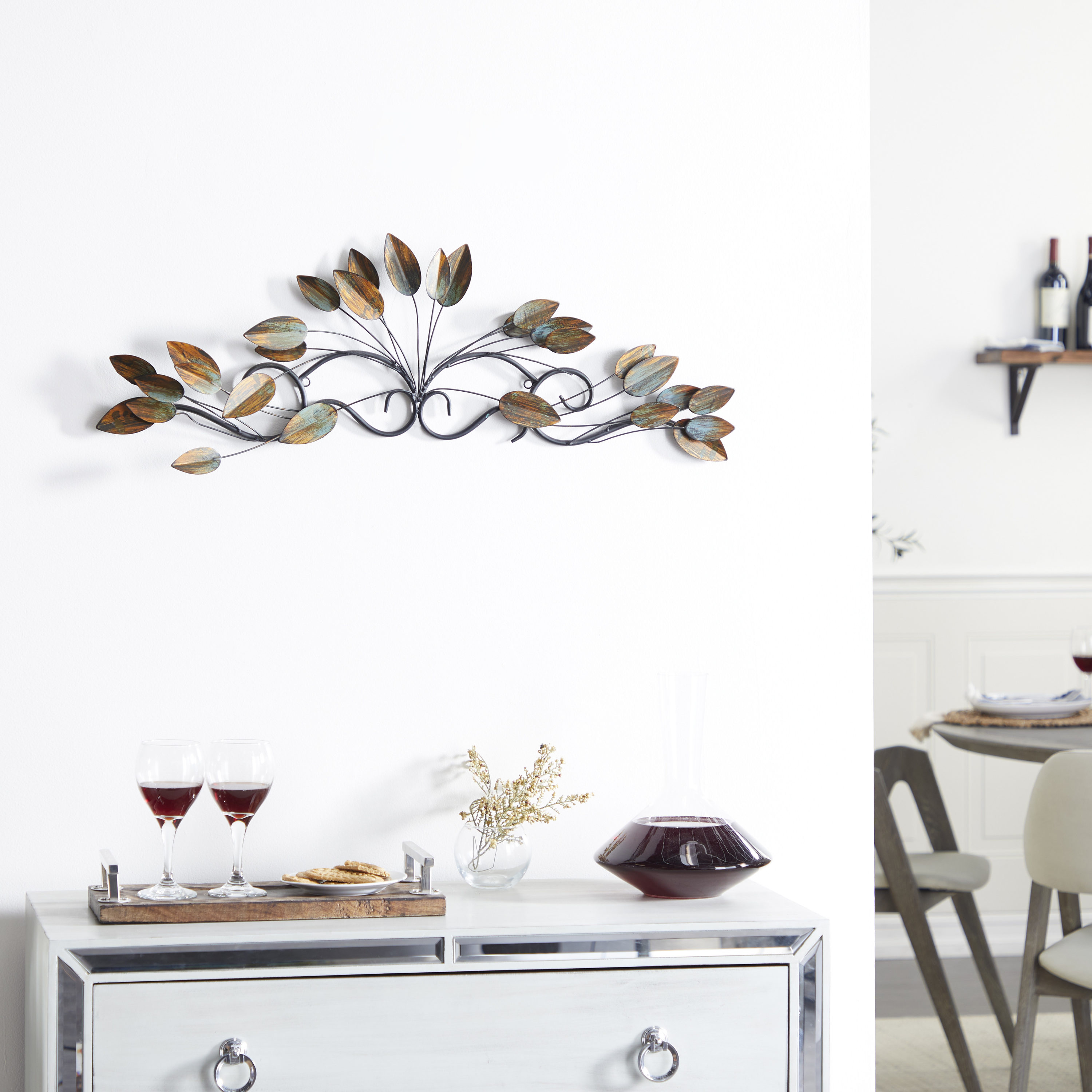 Grayson Lane 63370 34-in W x 10-in H Metal Floral and botanical Floral Wall sculpture
