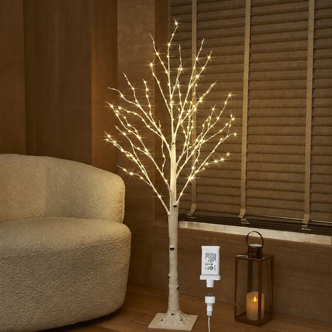 Ahfiwaso  Birch Tree with 200 White Micro Lights 4FT Lighted Tree for Home Fireplace Room Party Thanksgiving Christmas Decoration Indoor Outdoor