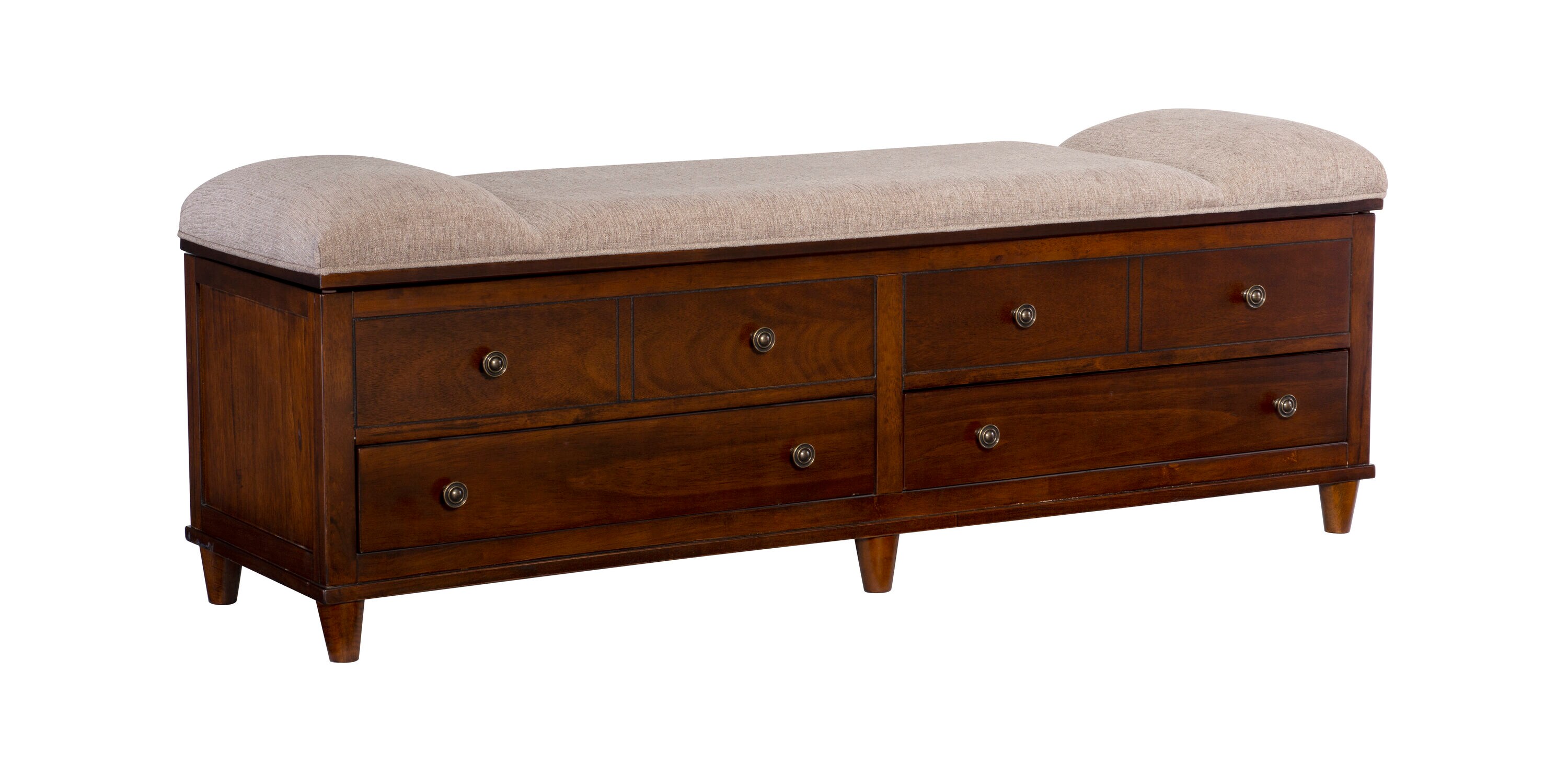 Powell PWLS450 Farmhouse Rustic Chestnut Storage Bench with Storage 60.25-Inches x 17-Inches x 22-Inches
