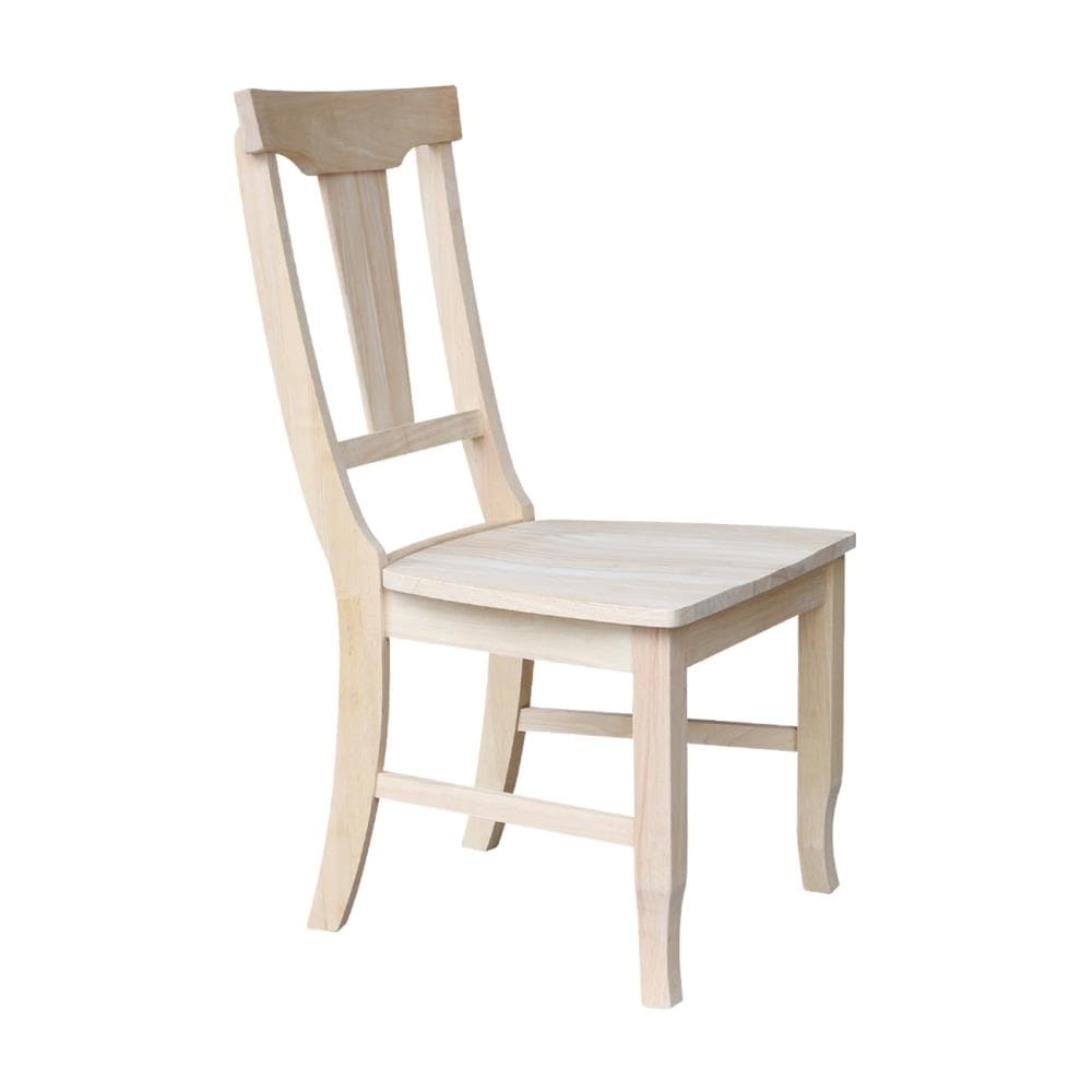 Set of 2 Unfinished Solid Wood Panel Back Dining Chairs
