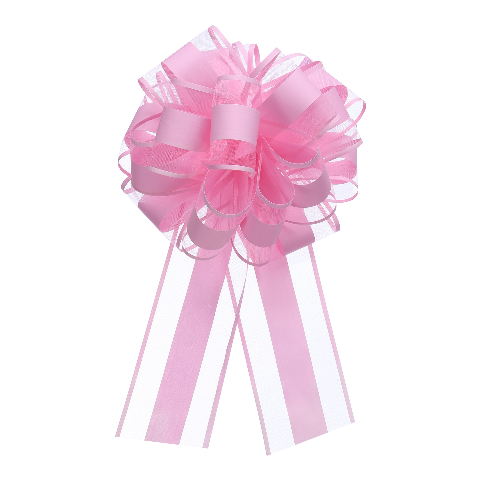 Unique Bargains 10pcs 8 Inch Large Big Pull Bow Organza Gift Wrapping Bows Ribbon for Wedding Car Baskets Presents Christmas Bow Pink #S26011900UX6227