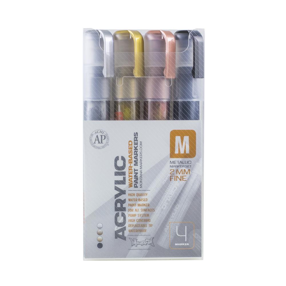 Montana Acrylic 4 Color Metallic Marker Set Fine