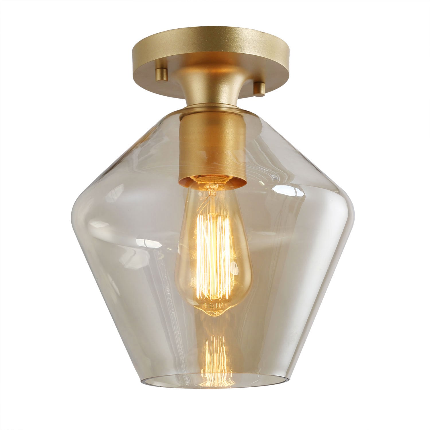 NEW WORLD DECOR 7ZMEMQLWS3610R6 Nestle 1-Light Gold LED Semi mount light