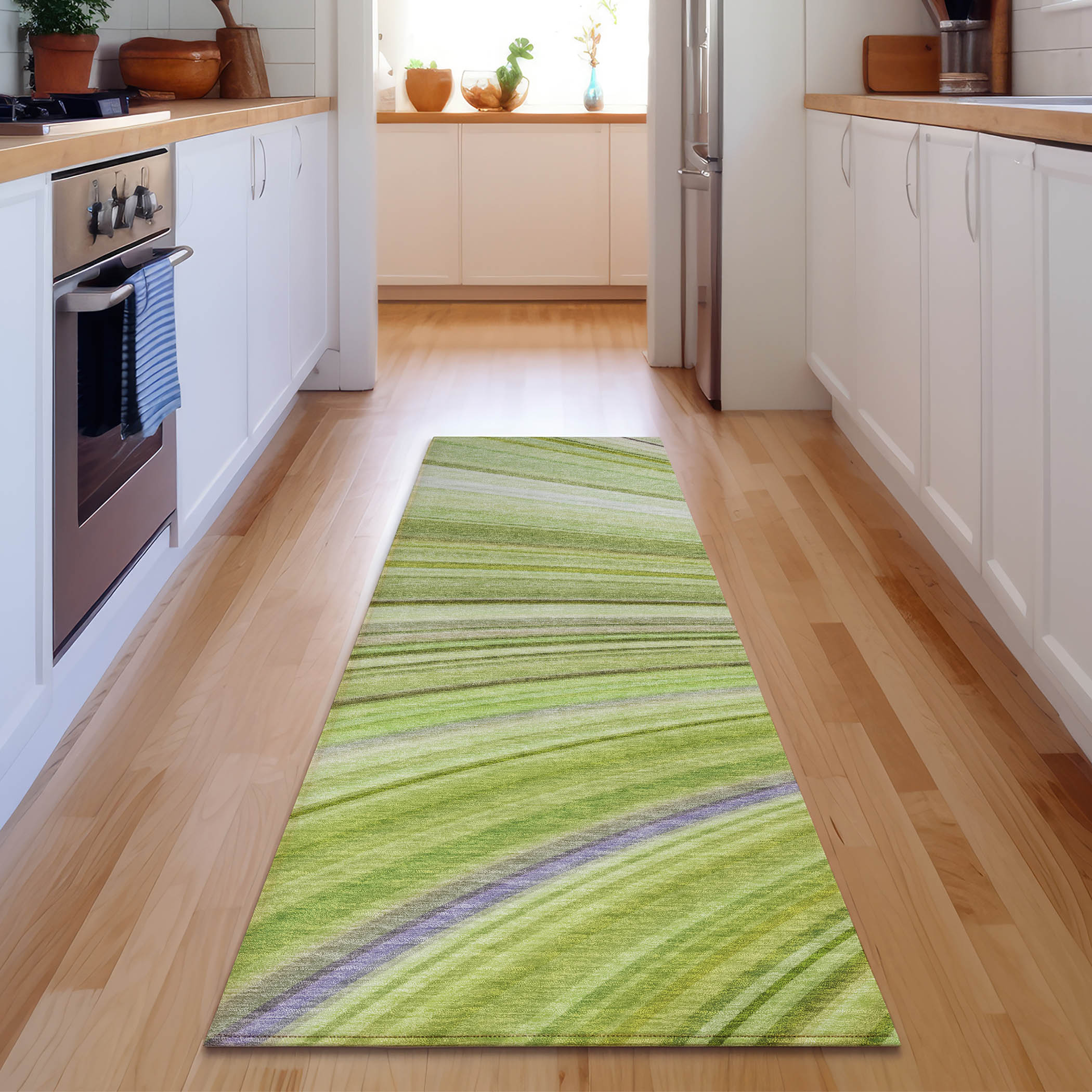 Addison Rugs AMF585AL2X8 Mayfield AMF585AL 2 x 7 (ft) Loomed Polyester Aloe Rectangular Indoor Geometric Machine washable Area rug