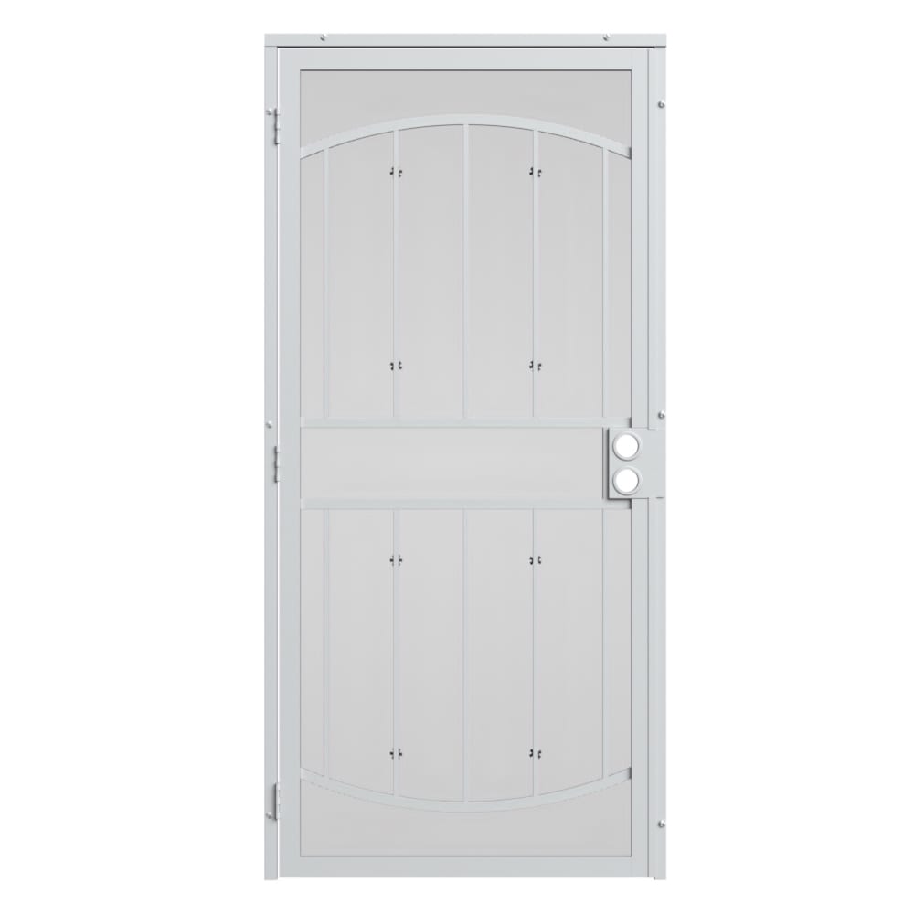 Gibraltar 32-in x 81-in White Steel Surface Mount Security Door with Black Screen | - Gatehouse 91823031