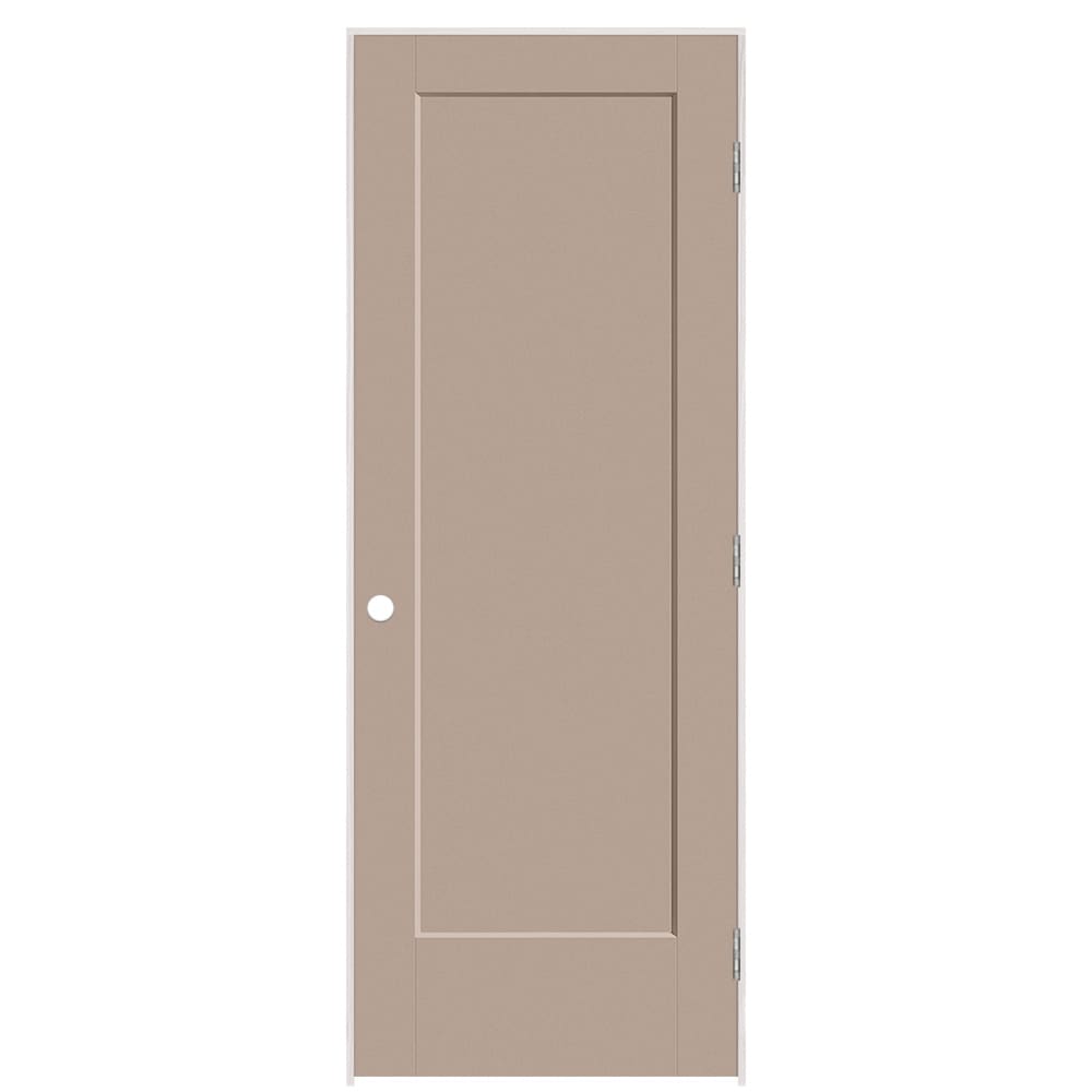 Masonite 895868 30-in x 80-in Sand Piper Solid core 1-panel Left hand Smooth Prefinished Molded composite Flat Jamb Single Prehung Interior Door