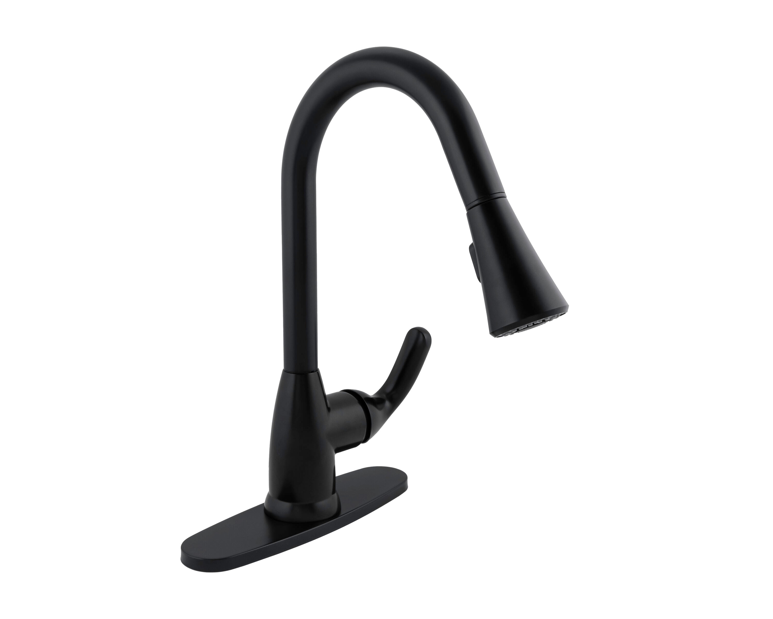 Niagara Conservation N-SLPD-KF15-MB-US Earth Luxe Matte Black Single Handle Deck-mount Pull-down Kitchen Faucet (Includes Deck Plate)