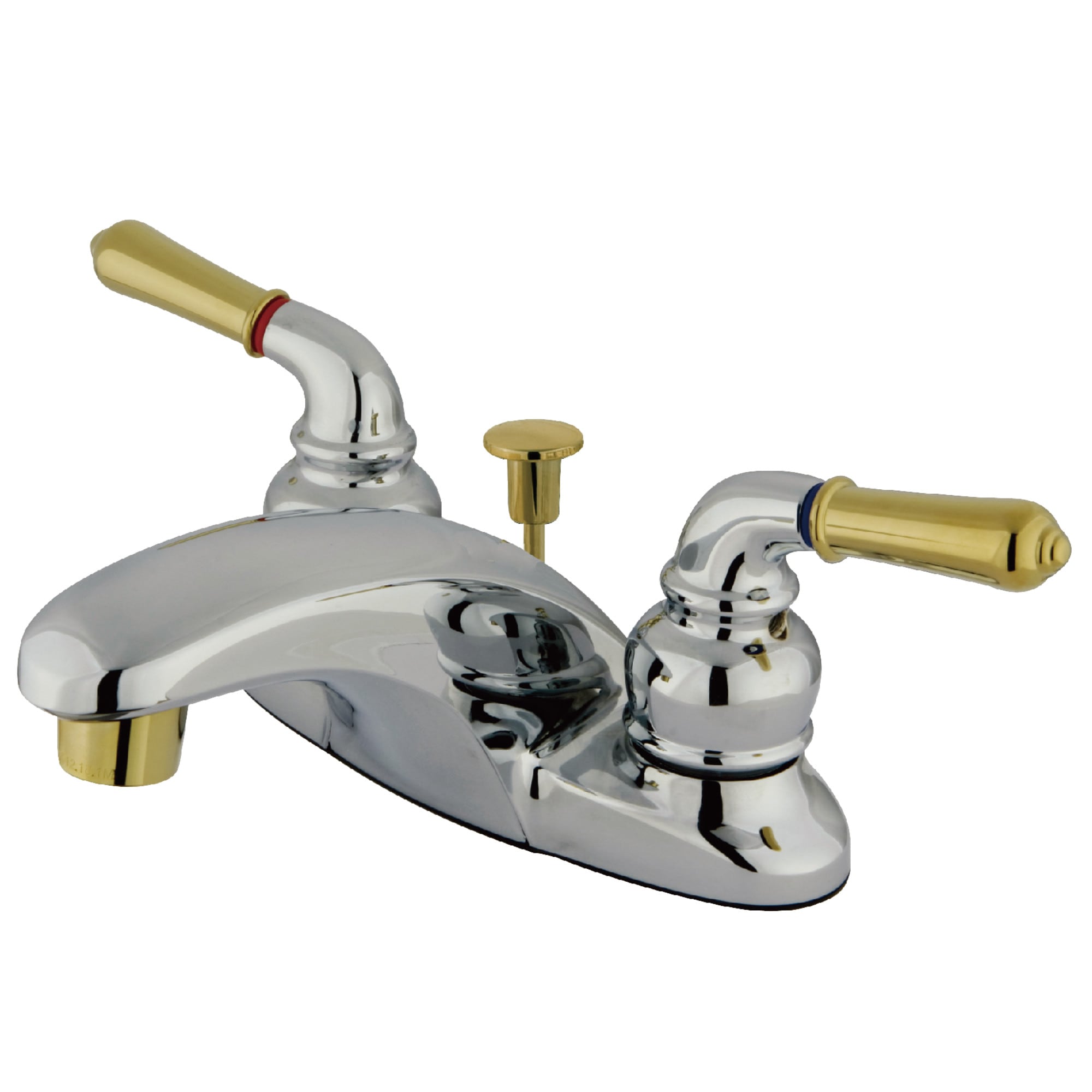 Elements of Design EB624 Magellan Polished chrome/polished brass 4-in centerset 2-handle Low-arc Residential Handle Bathroom Sink Faucet with Drain