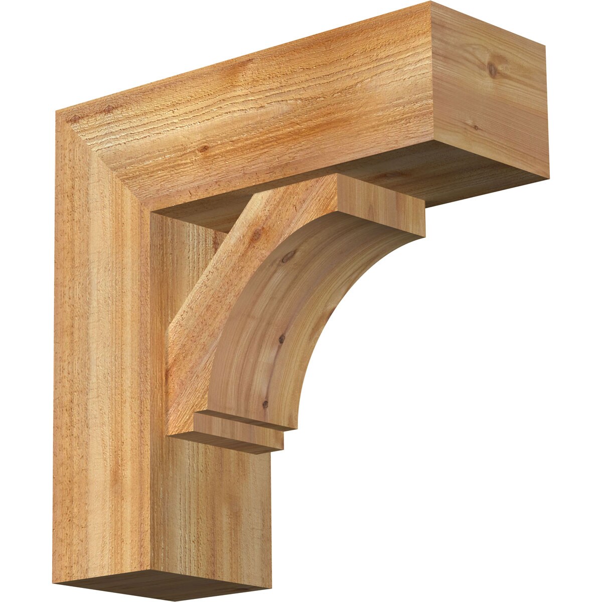 Ekena Millwork 1462670 Imperial Block Rough Sawn Bracket with Offset Brace 8-in x 22-in x 22-in Western red cedar Brown Wood Standard bracket