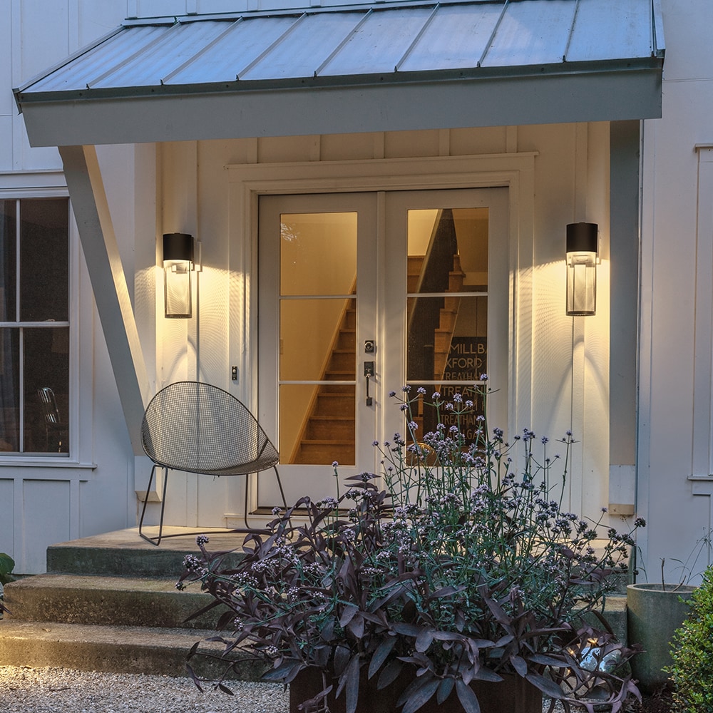 Black Dimmable Cylinder Outdoor Wall Sconce with Mesh Shade