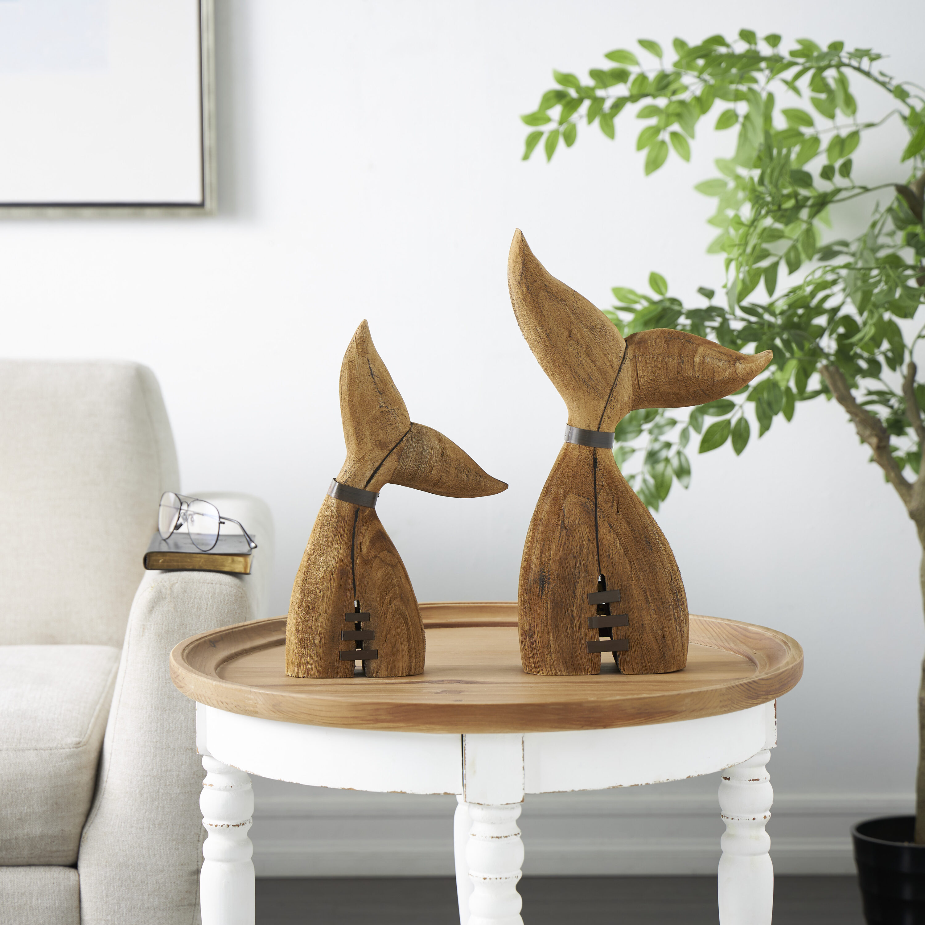 Grayson Lane 821464 2 -Pack Brown Wood Coastal Sculpture