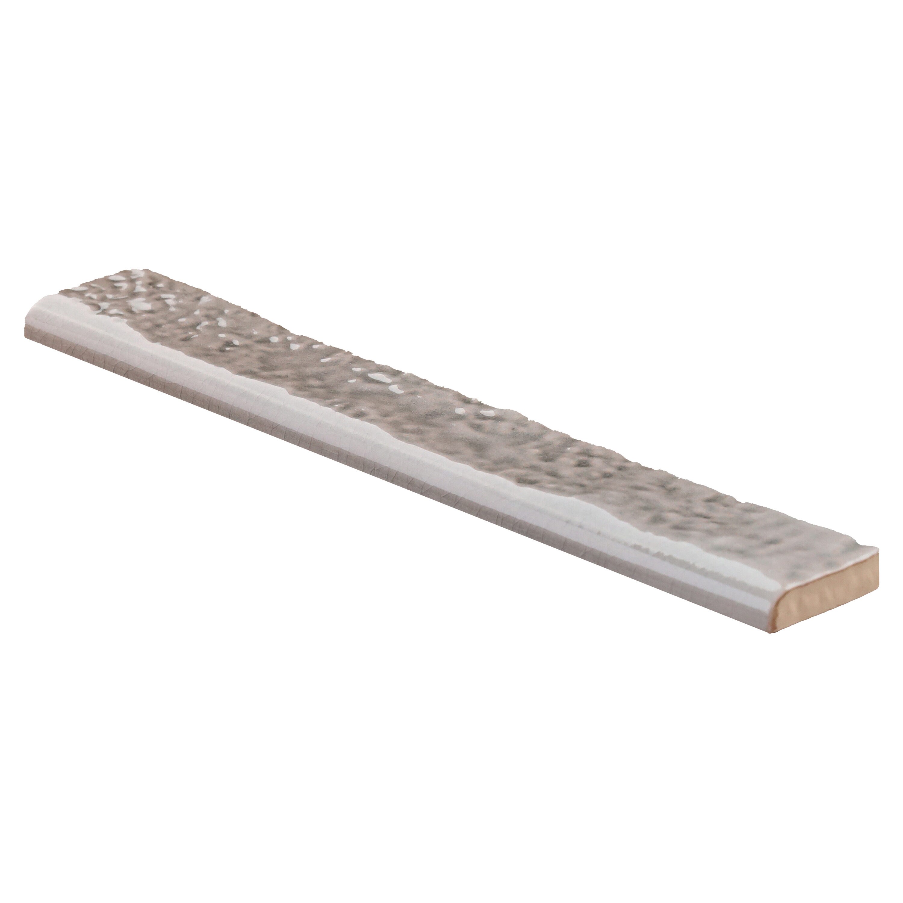 Maven Glossy Light Gray Ceramic Bullnose Tile Trim 1.45" x 9.21"