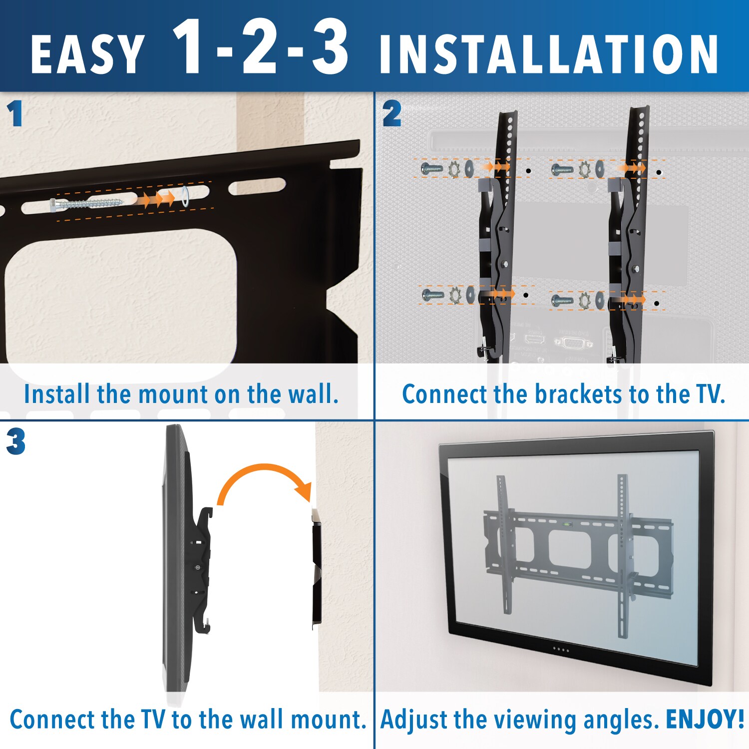 Heavy Duty Black Tilting TV Wall Mount Bracket