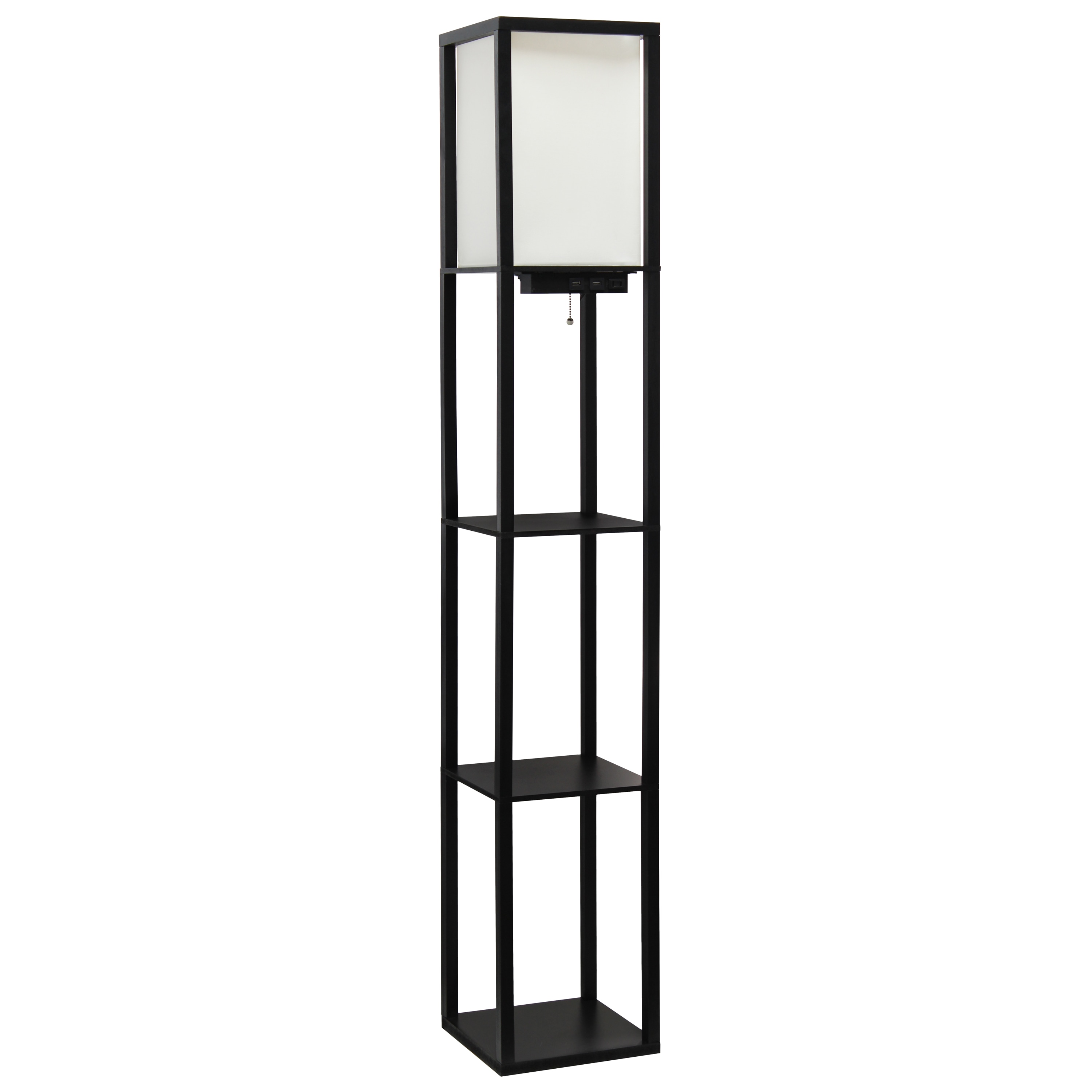 Creekwood Home CWF-3009-BK Classix 62.5-in Black Standard Floor Lamp with Linen Shade