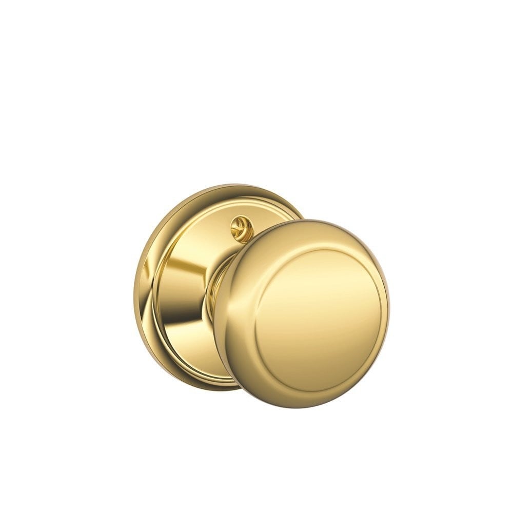 Schlage  F170AND605 F170-AND Andover Single Dummy Door Knob from the F-Series Polished Brass