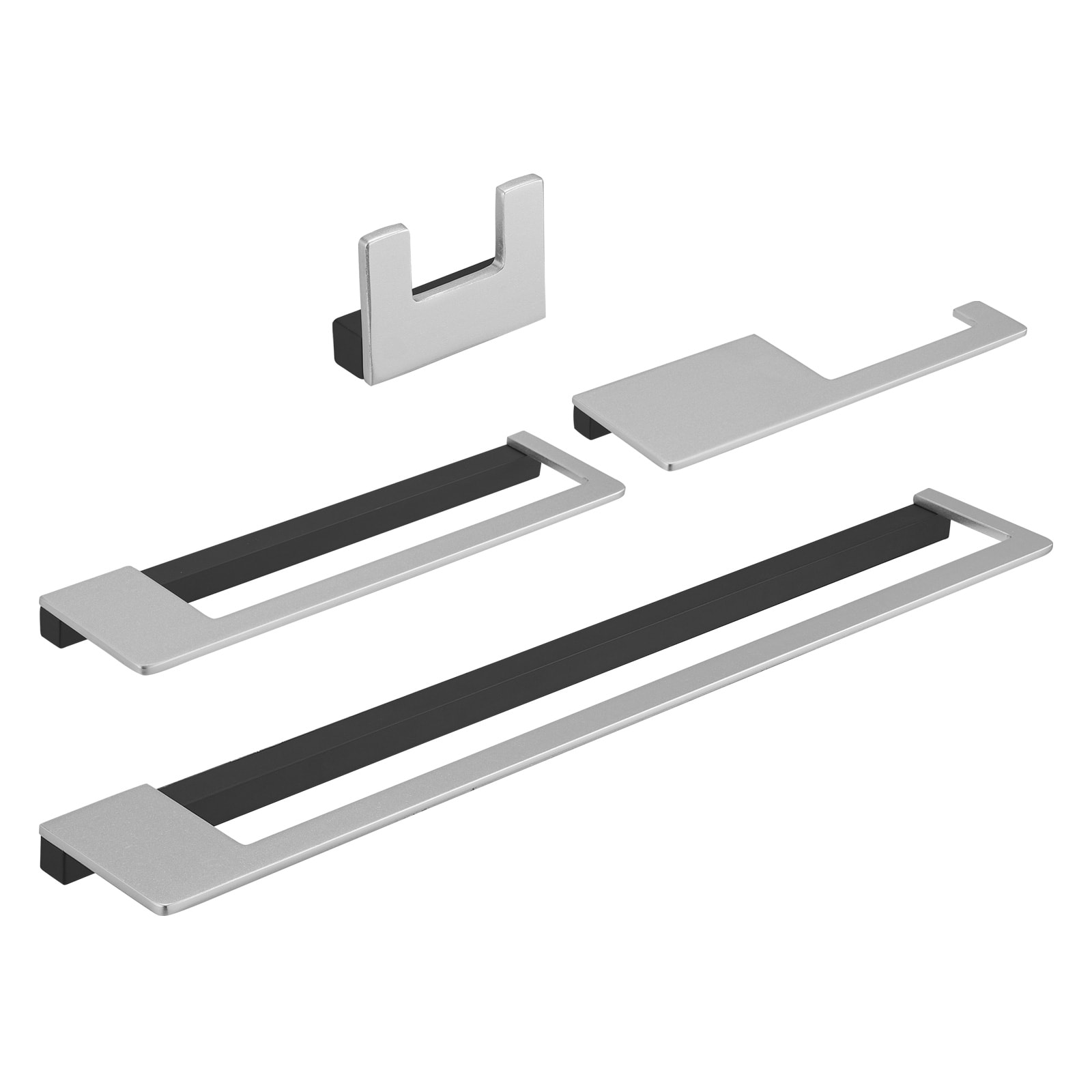 BWE A-91065-B 4 -Piece Mystic Metallic Black and Nickel Decorative Bathroom Hardware Set Towel Bar, Toilet Paper Holder, ,Robe Hook Included
