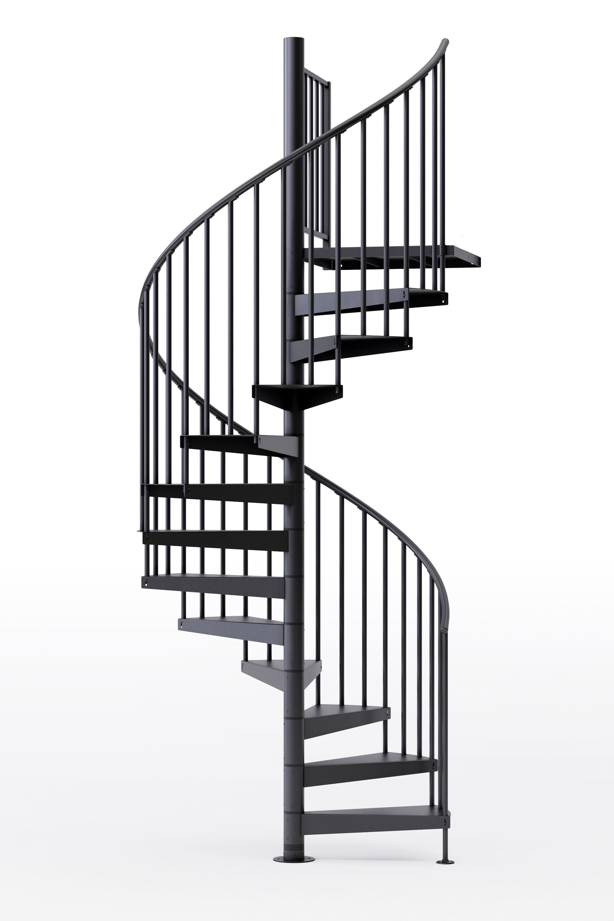 Mylen Stairs EP60B12B001 Condor 60-in x 10.25-ft 1 Platform Rails Black Spiral Staircase Kit , Fits Height: 110.5-in to 123.5-in (12 treads) ( 12 Treads )