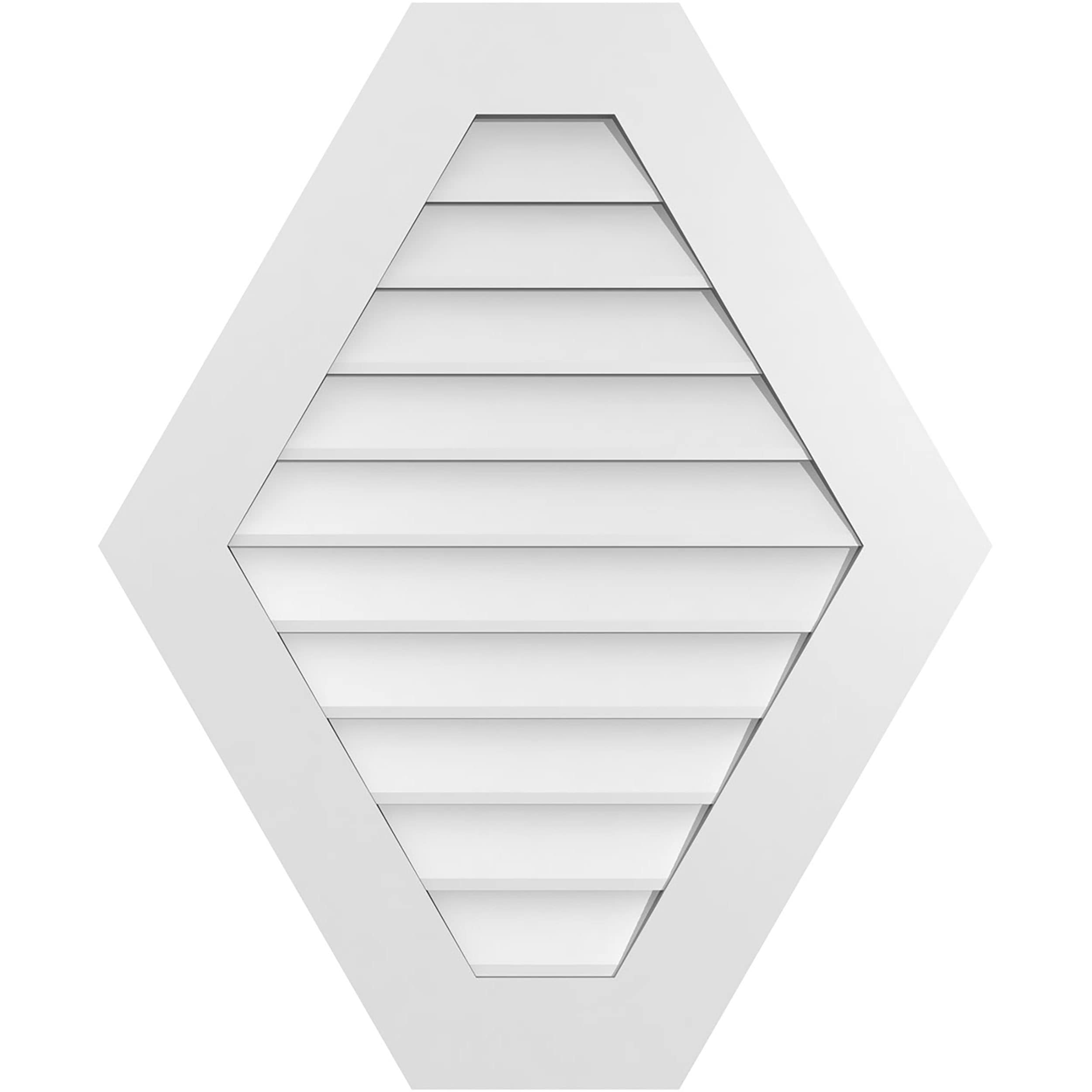 Ekena Millwork GVPHP28X3401SN 28-Inches x 34-Inches Off-white Peaked PVC Gable Louver Vent