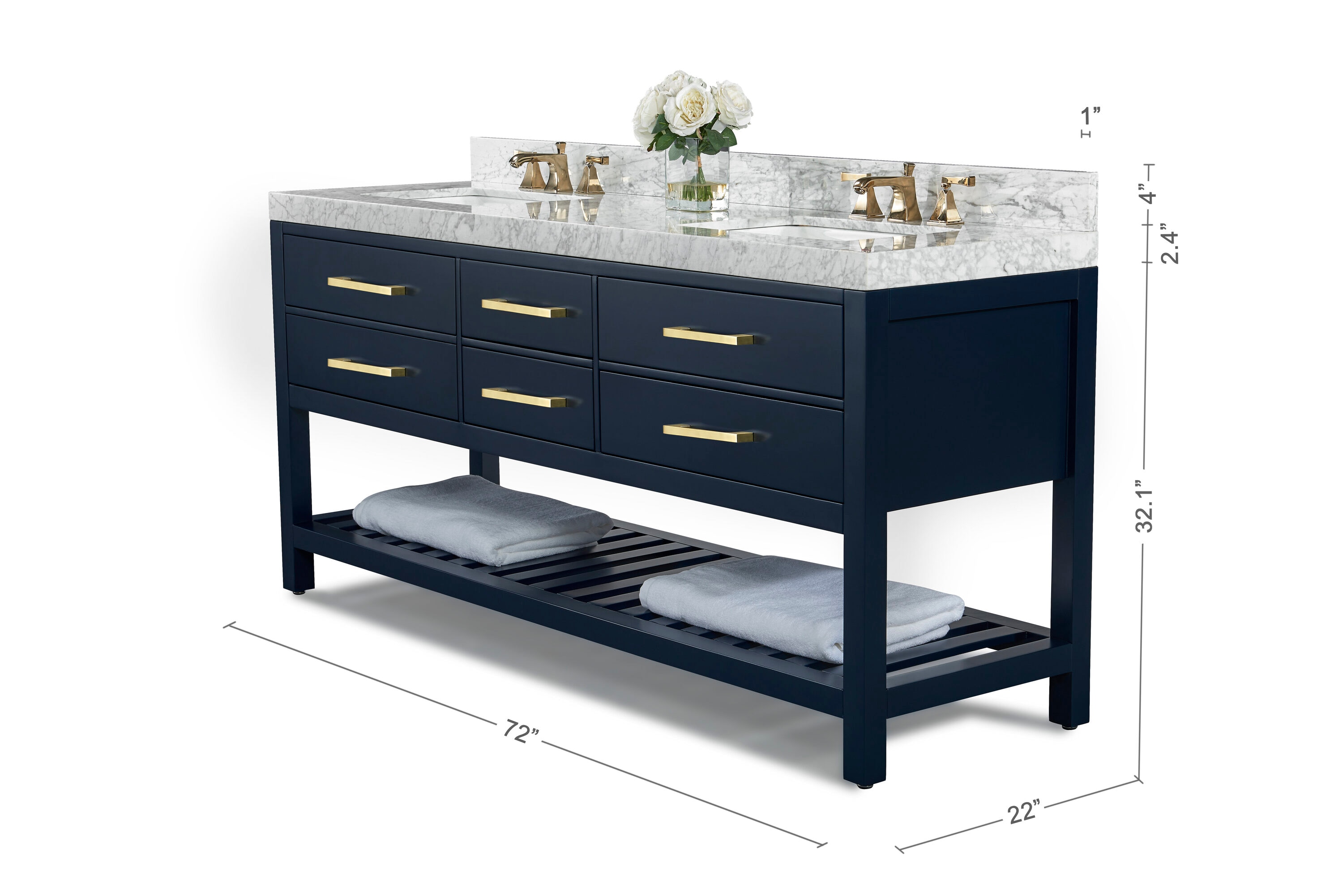 Ancerre Designs VTSELIZABETH72HBCWGD Bath-Vanity-Combo - View #6