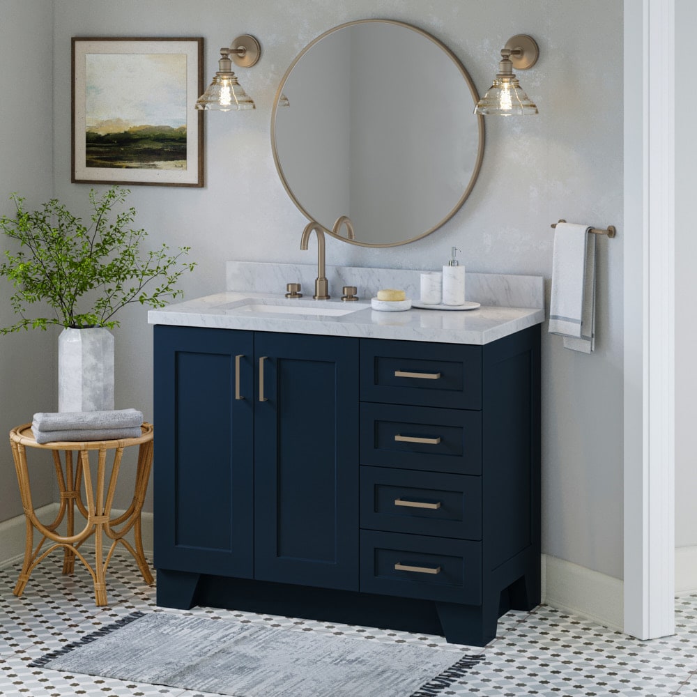 ARIEL Q043S-L-BC-MNB Taylor 42-in Midnight Blue Bathroom Vanity Base Cabinet without Top