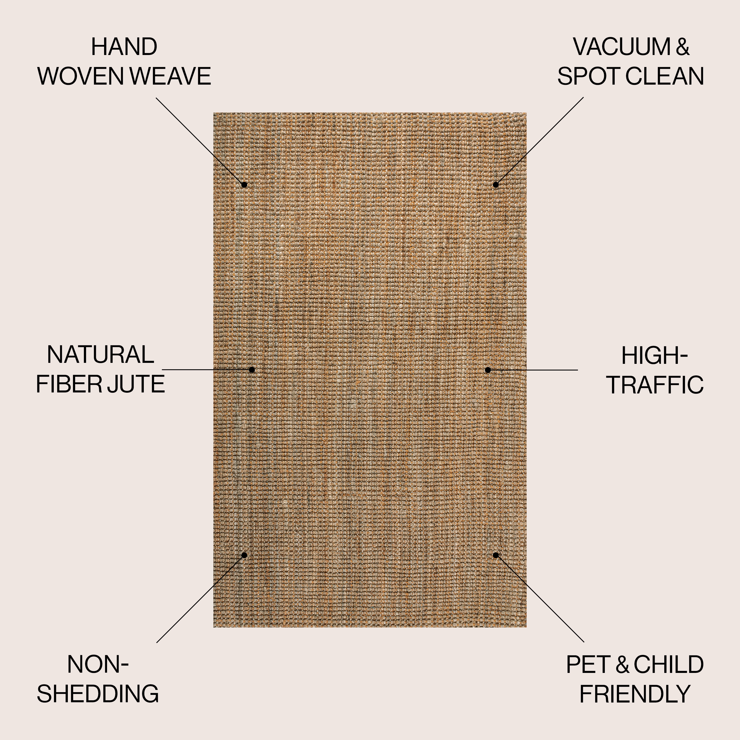 Handwoven Natural Jute Rectangular 3 x 5 Area Rug