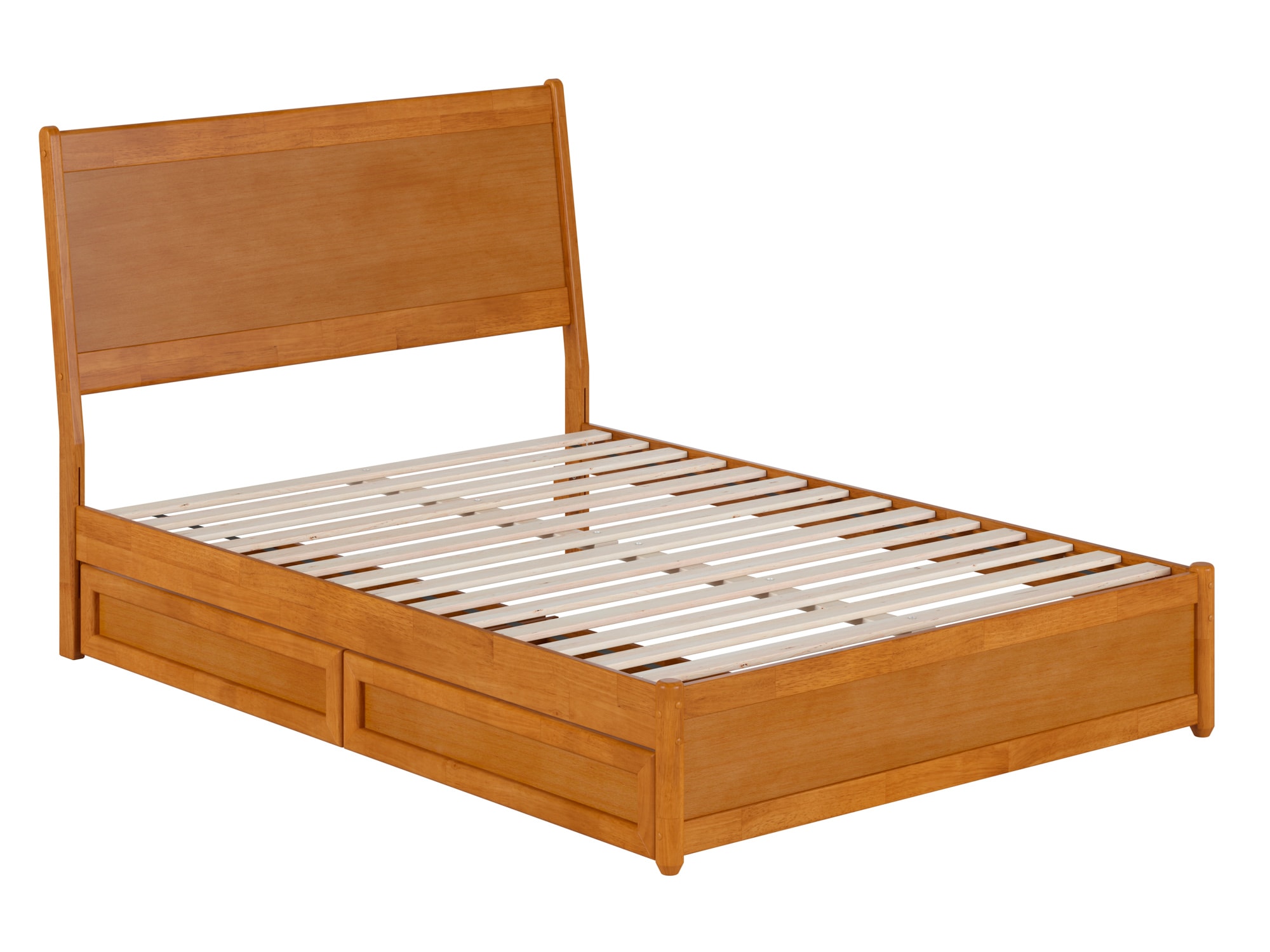 Light Toffee Full Wood Platform Bed with Storage Drawers