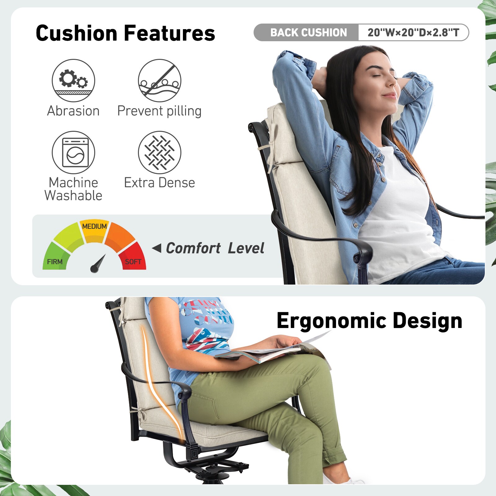Aoodor A392-PLILI Patio-Furniture-Cushions - View #7