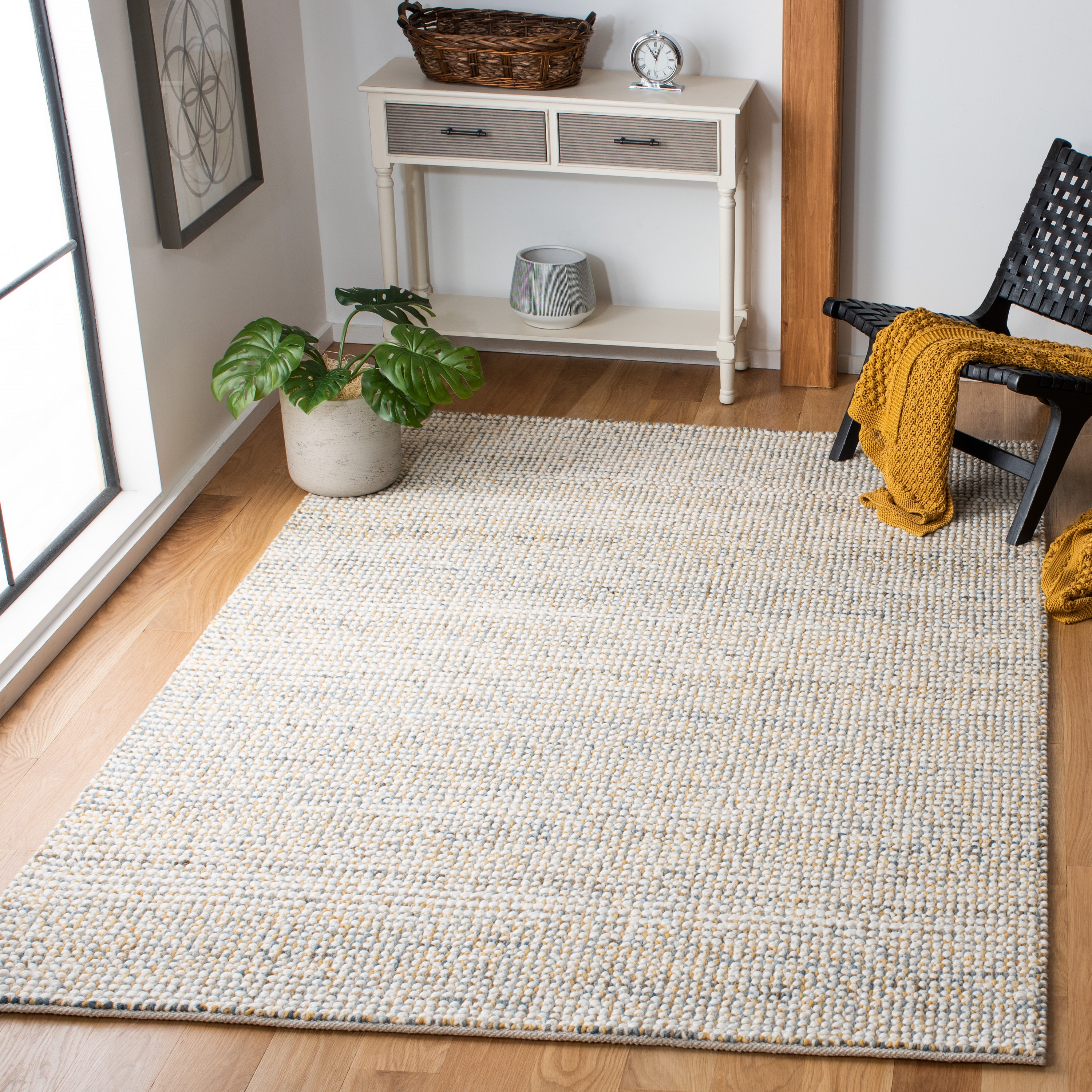 Safavieh VRM401D-8 Vermont Radovinka 8 x 10 (ft) Wool Dark Gold/Blue Rectangular Indoor Geometric Bohemian/Eclectic Area rug