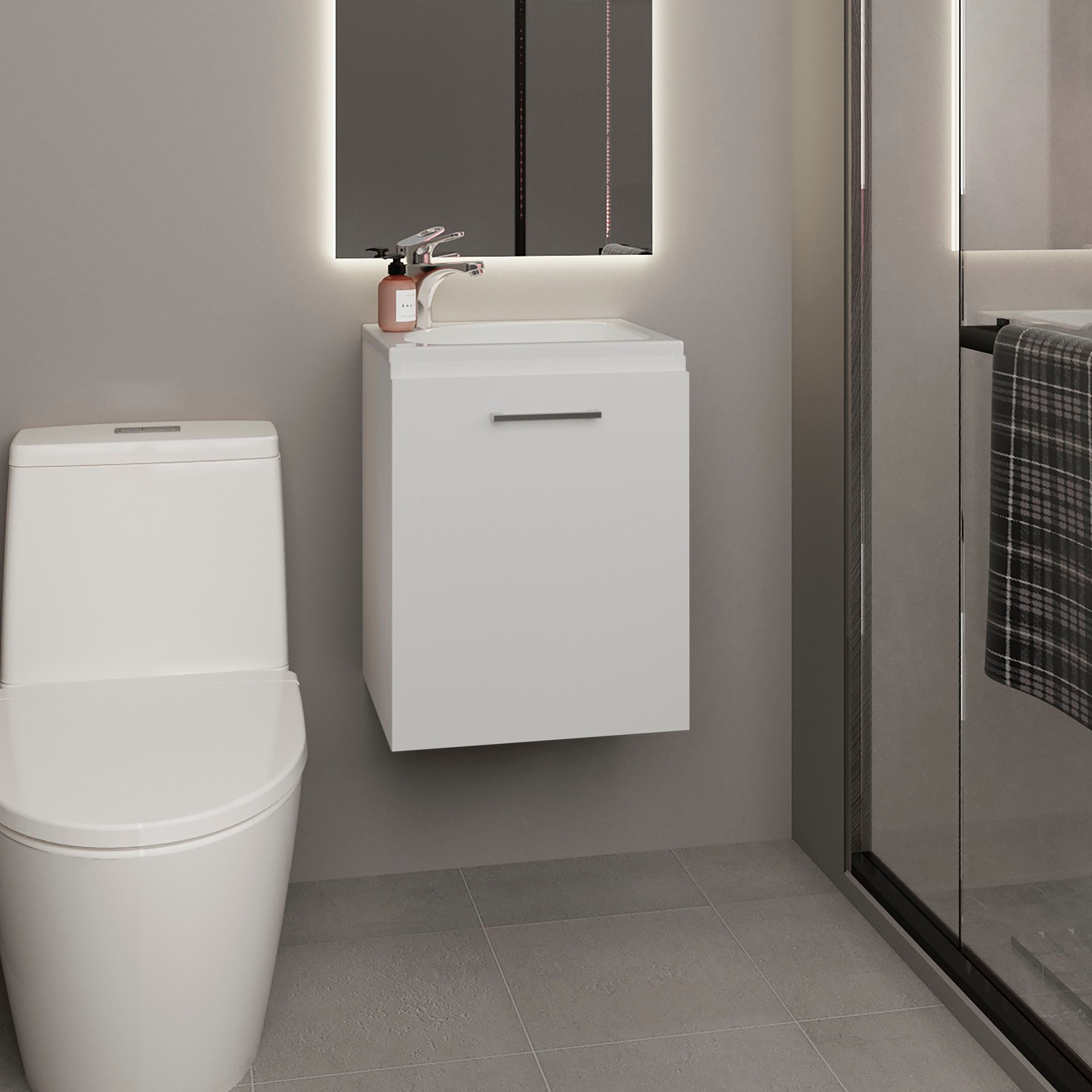 Tinyhomie - Bathroom Vanity With Sink Single Door Compact Freestanding Cabinet