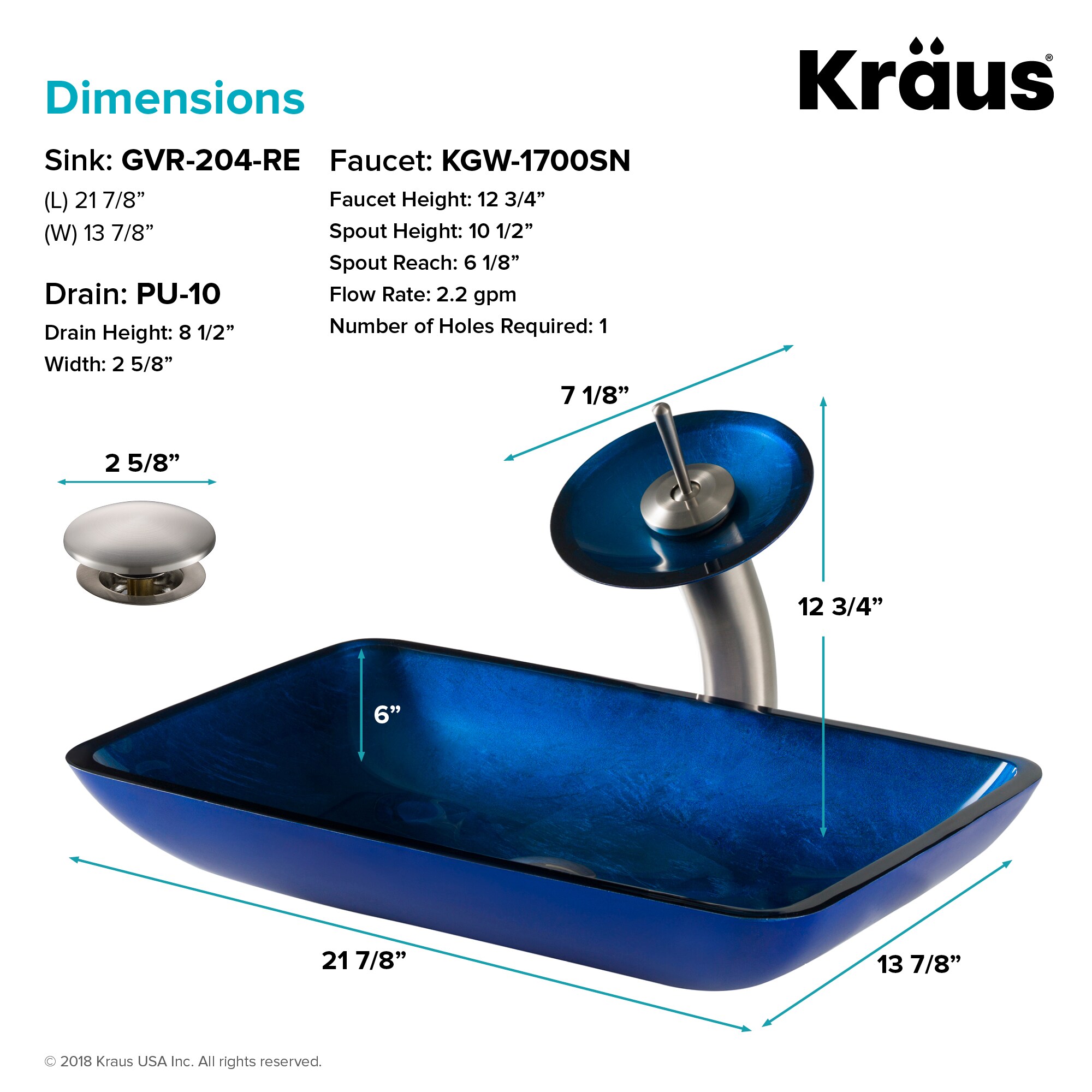 Kraus C-GVR-204-RE-10SN Bath-Sink - View #6