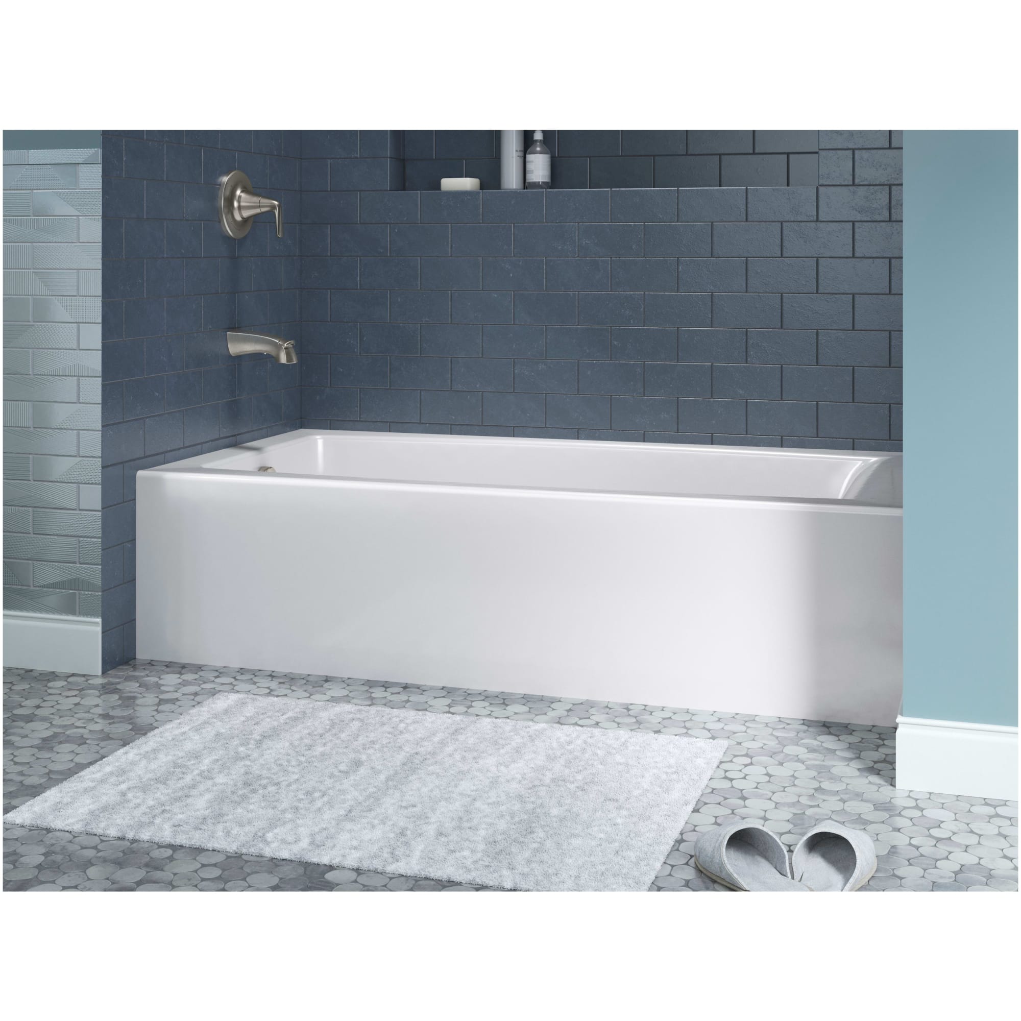 White Acrylic 60-Inch Alcove Bath with Left Hand Drain
