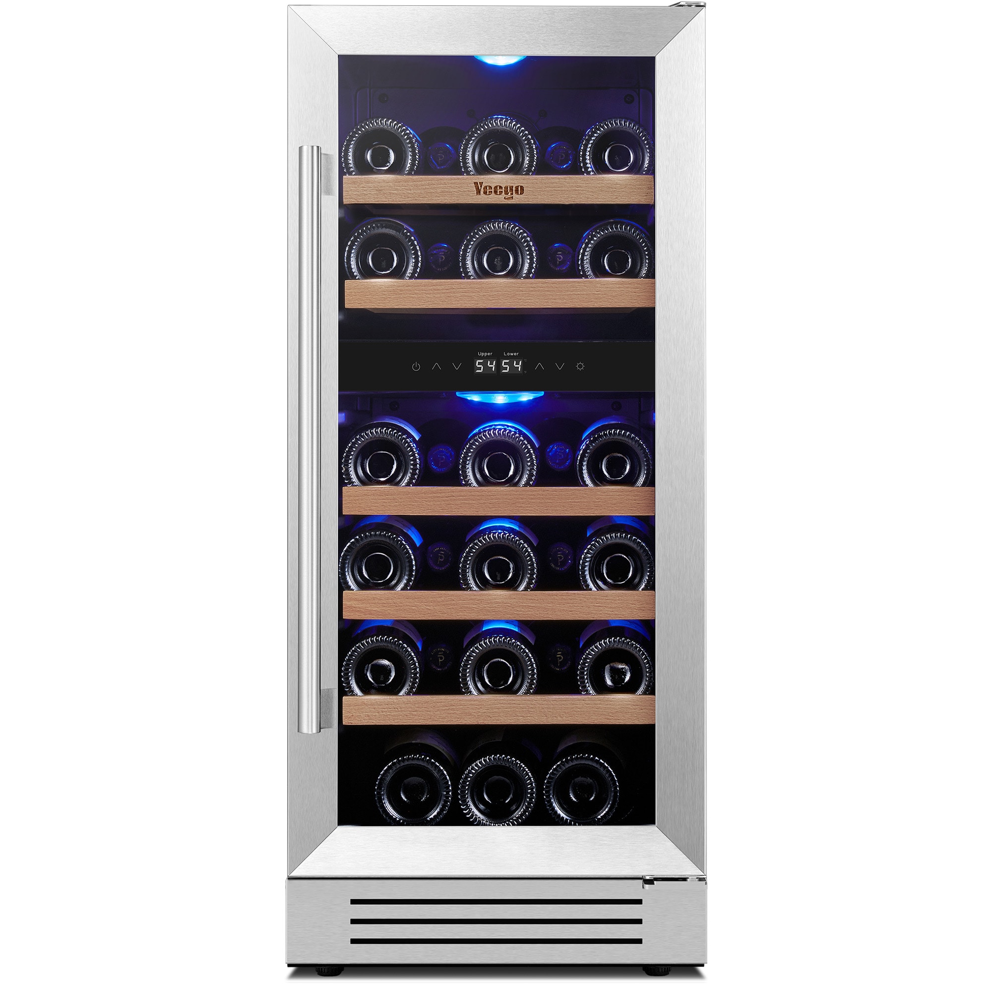 Yeego YEG-WD15-LS 15-in W 28 -Bottles Stainless Steel Dual Zone Cooling Built-in/Freestanding Indoor Wine Cooler
