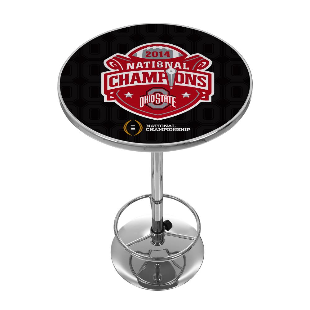 Trademark Gameroom OSU2000-NC1 Ohio State Buckeyes Pub Tables Chrome Round Traditional Bar Table, Composite with Metal Pedestal Base 27.375-in L x 42-in H