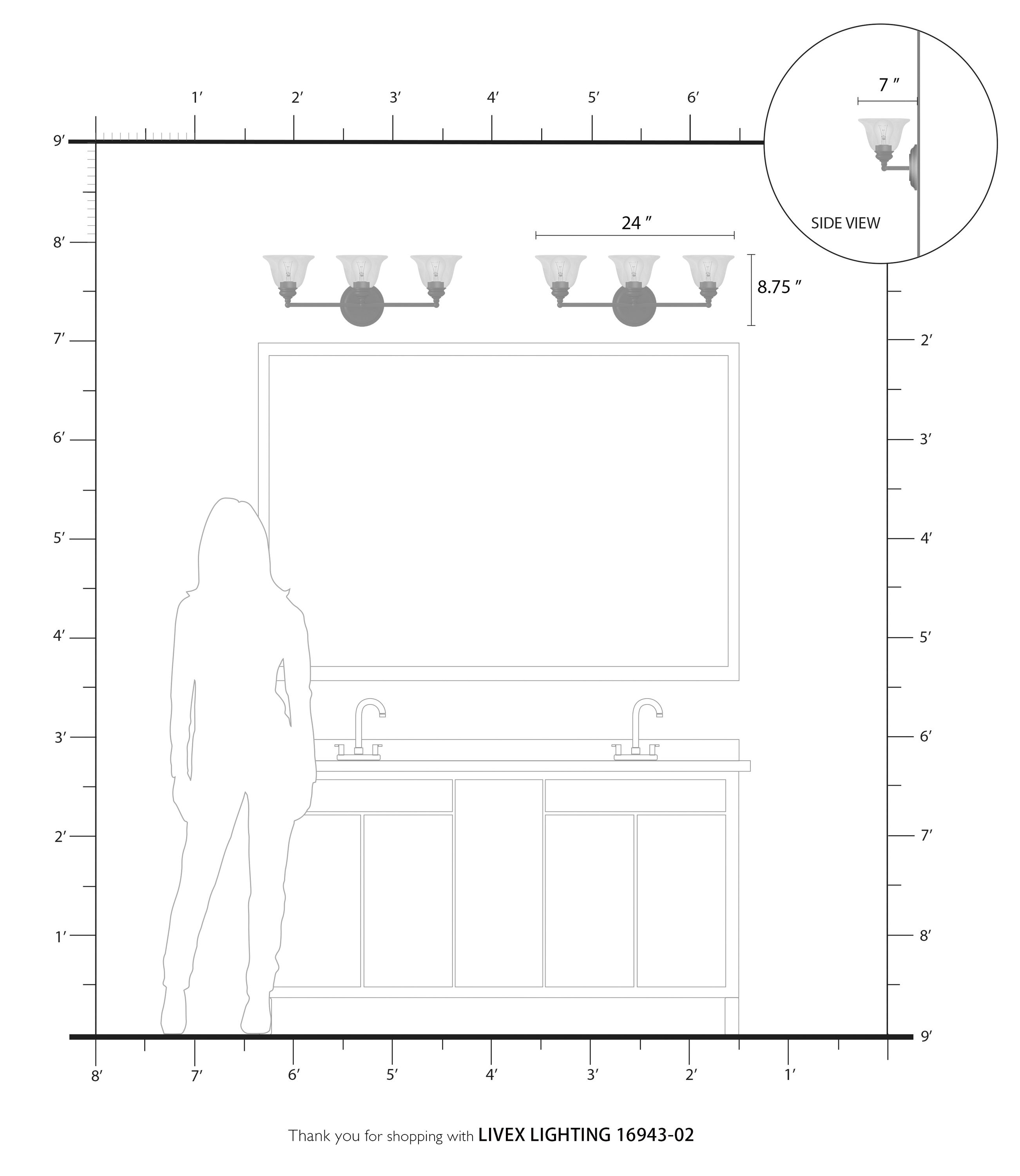 Polished Chrome 3-Light Vanity with Clear Glass Shades