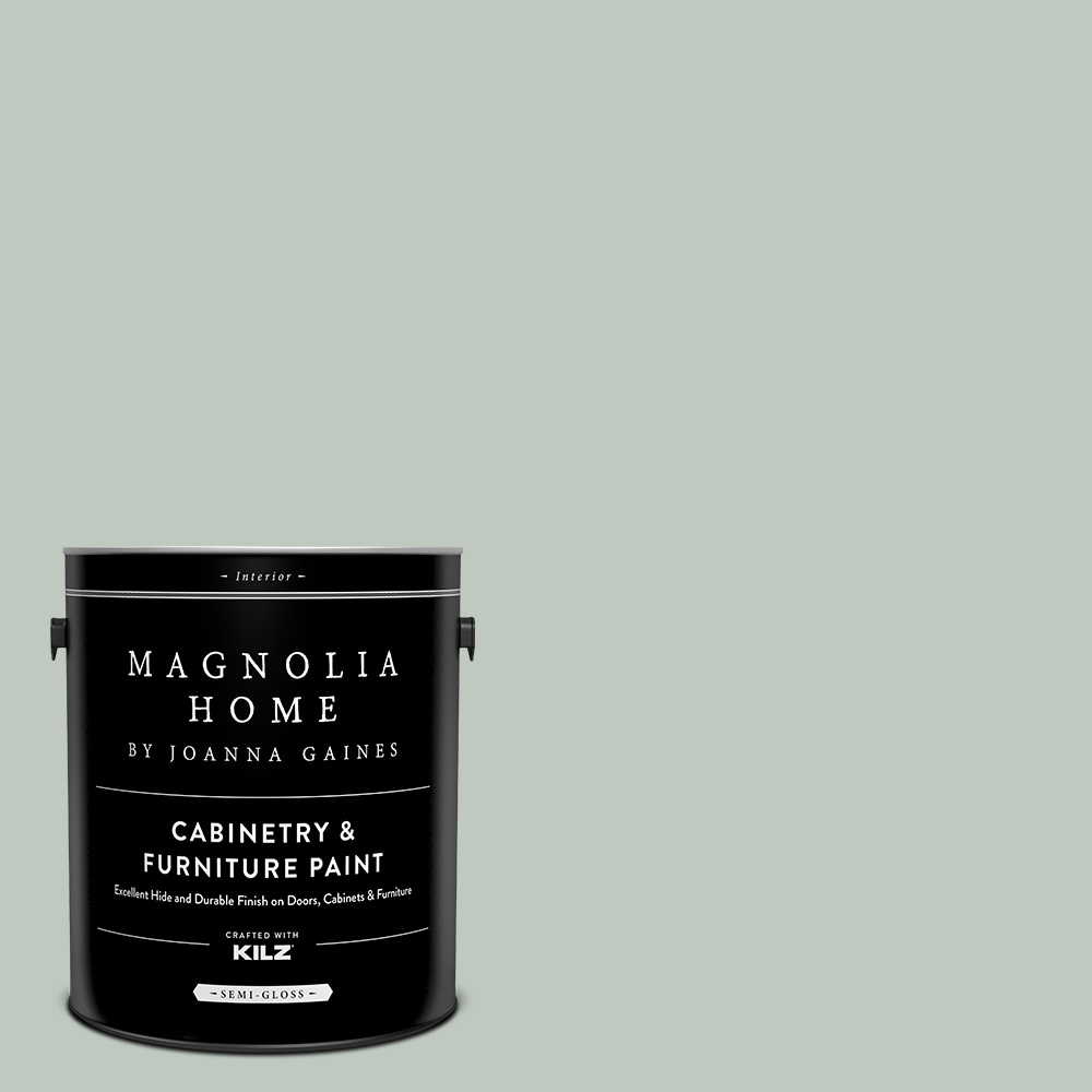 Magnolia Home MAG096-4082236  by Joanna Gaines Semi-gloss Mineral Green MAG096 Tintable Cabinet Furniture Paint Enamel ( 1-gallon )