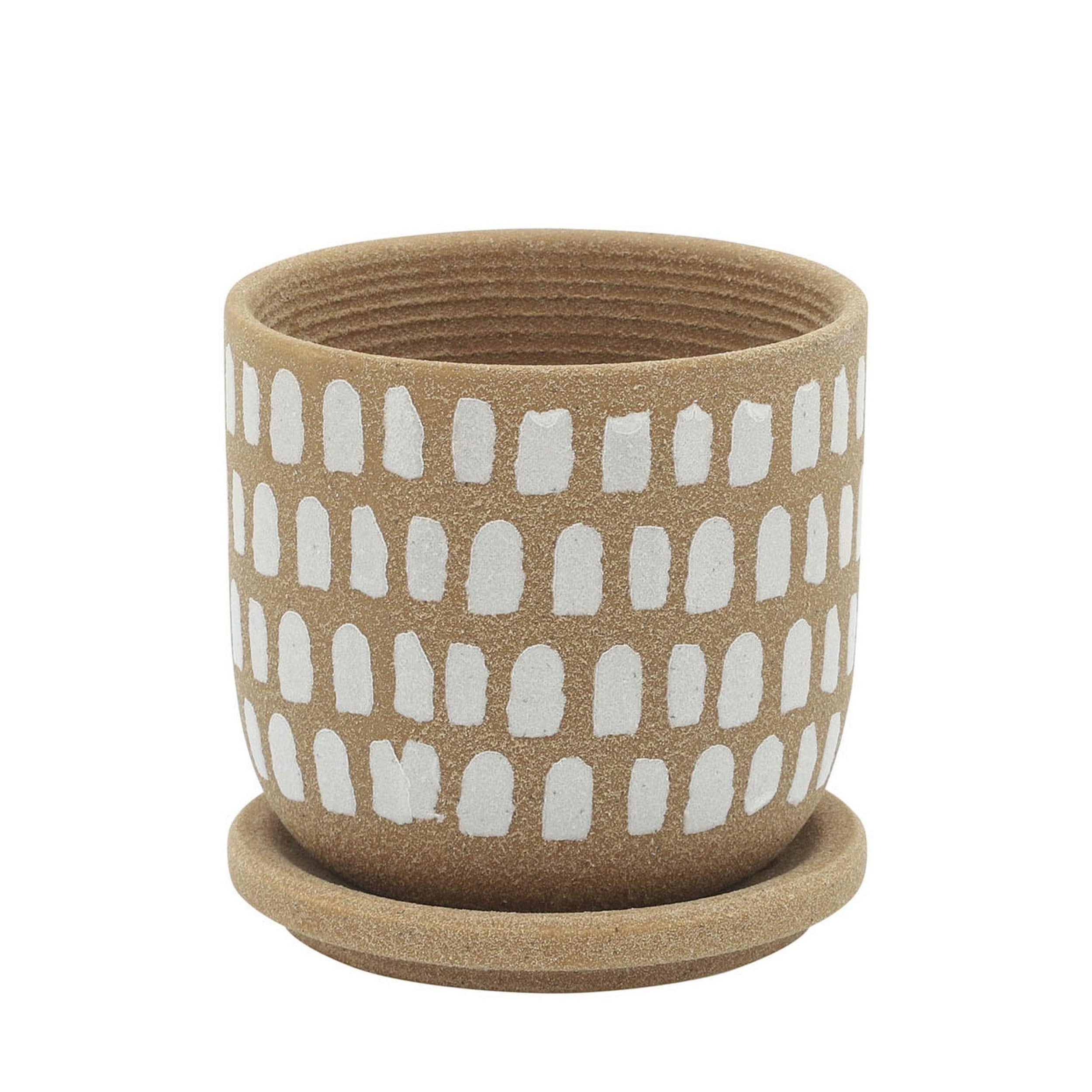 Benzara BM266238 Round 5-in W x 5-in H Brown Ceramic Indoor/Outdoor Planter