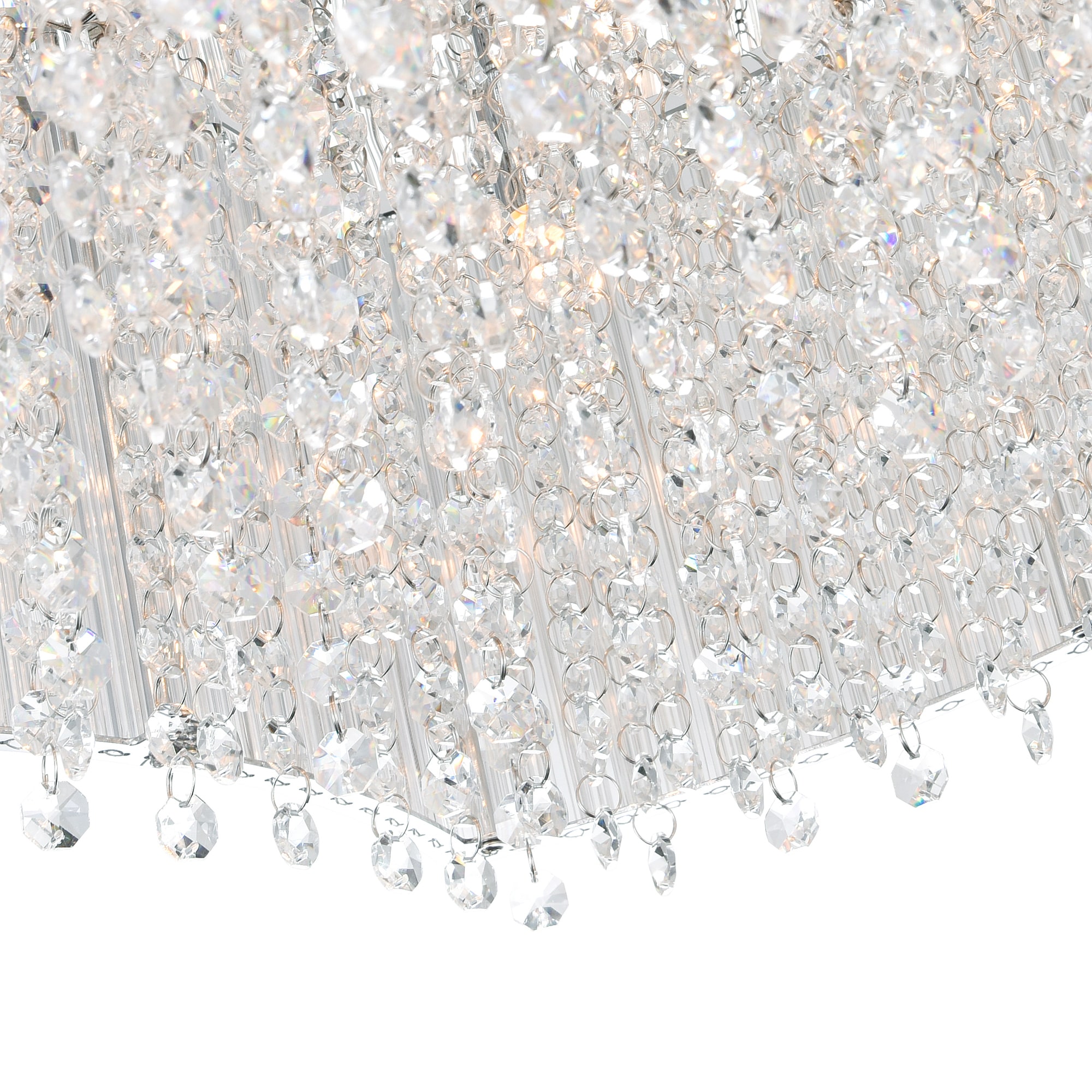 Elsa Chrome Mini Drum Shade Chandelier with Crystal Beads