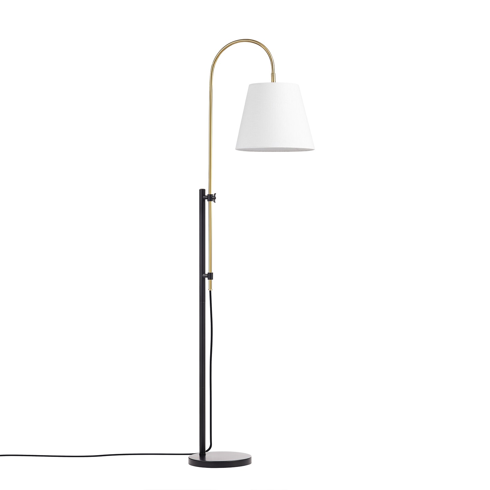 KAWOTI 65 in. Adjustable Black and Brass Metal Floor Lamp with