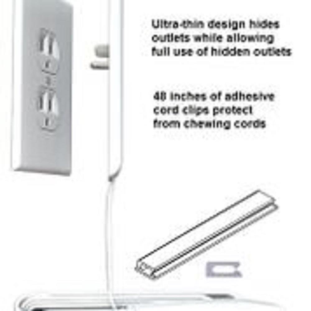 Sleek Socket Ultra-Thin Child Proofing Electrical Outlet Cover with 3 Outlet Power Strip and Protective Cord Cover Kit, 8-Foot