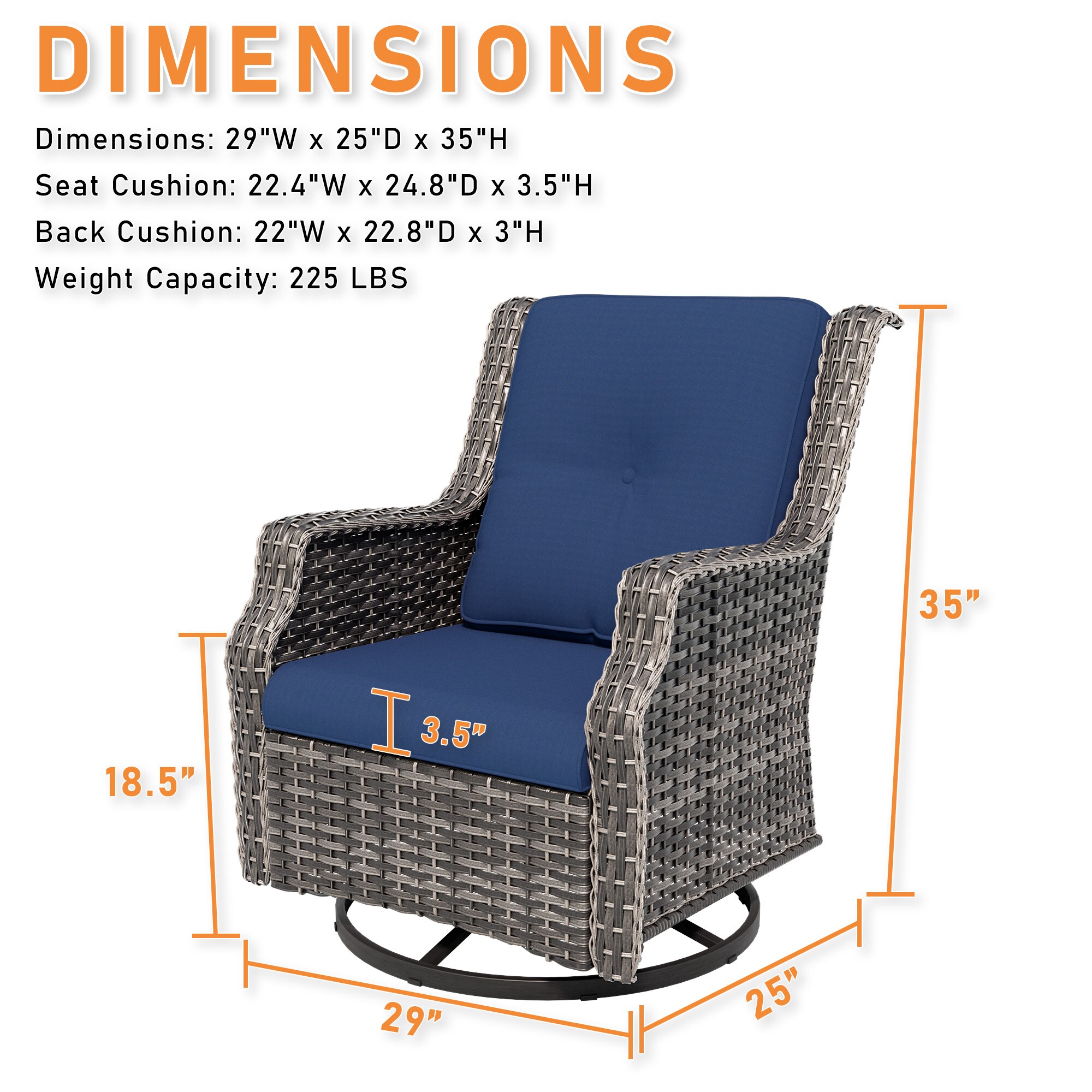 Gardenbee HGL-M72-DPB Patio-Chairs - View #3