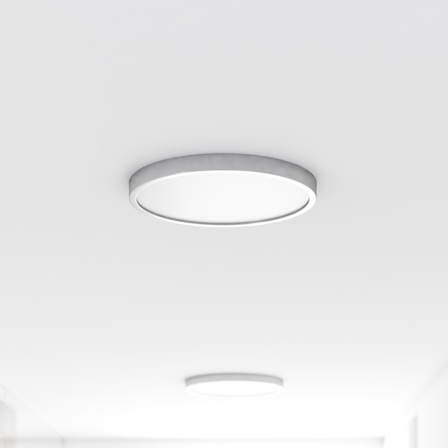 Project Source 1 Light 12 In Brushed Nickel Led Flush Mount Energy Star 2 Pack The Lighting Department At Lowes Com